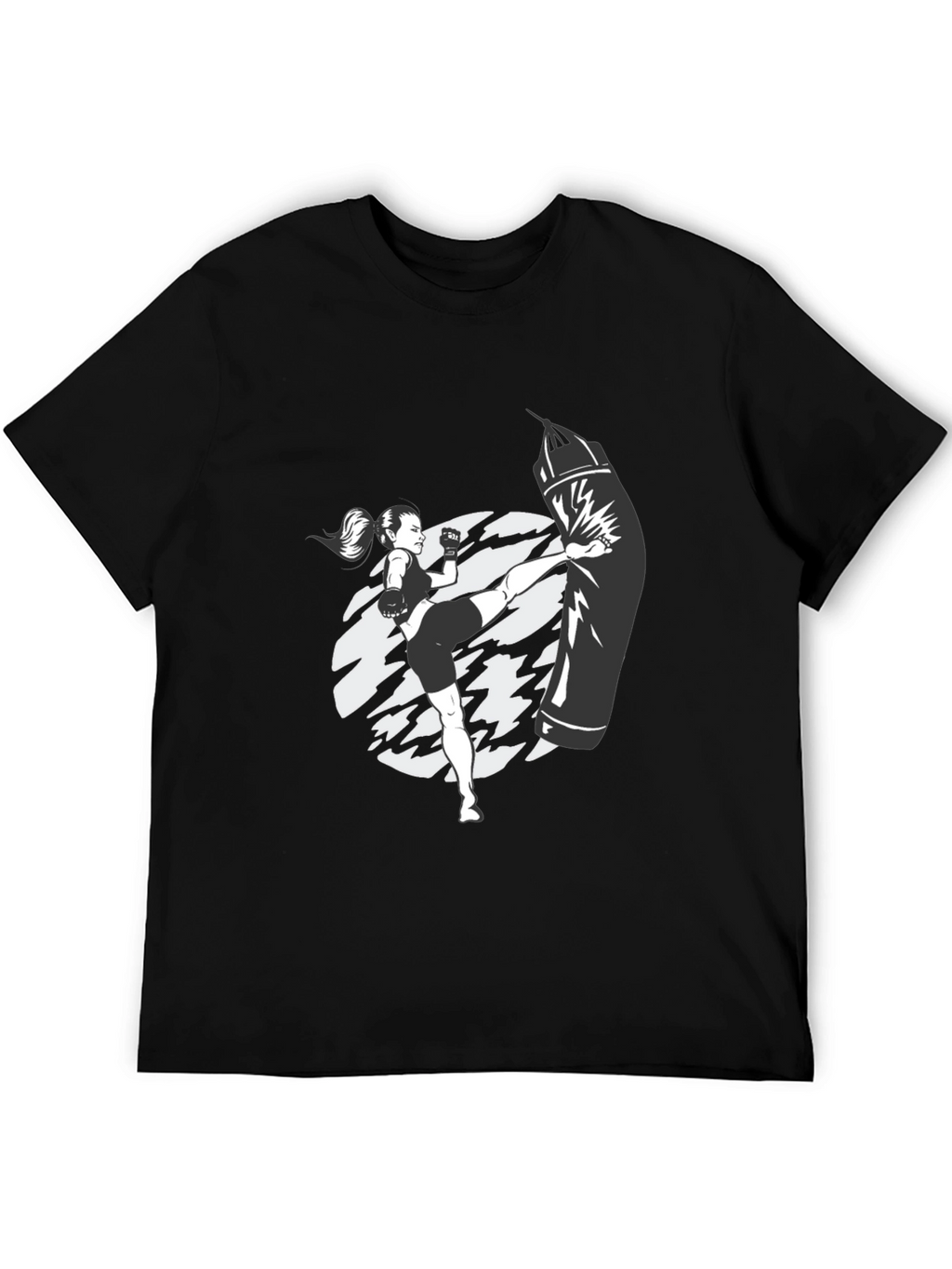 Kickboxing Graphic Tee - Black Cotton T-Shirt