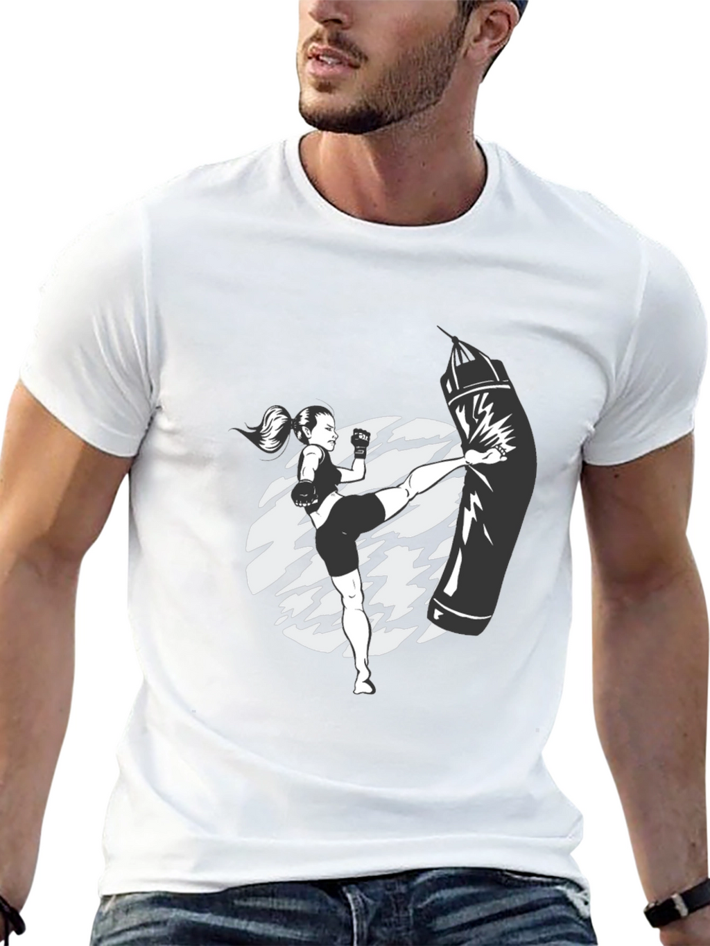 Kickboxing Graphic Tee - Black Cotton T-Shirt