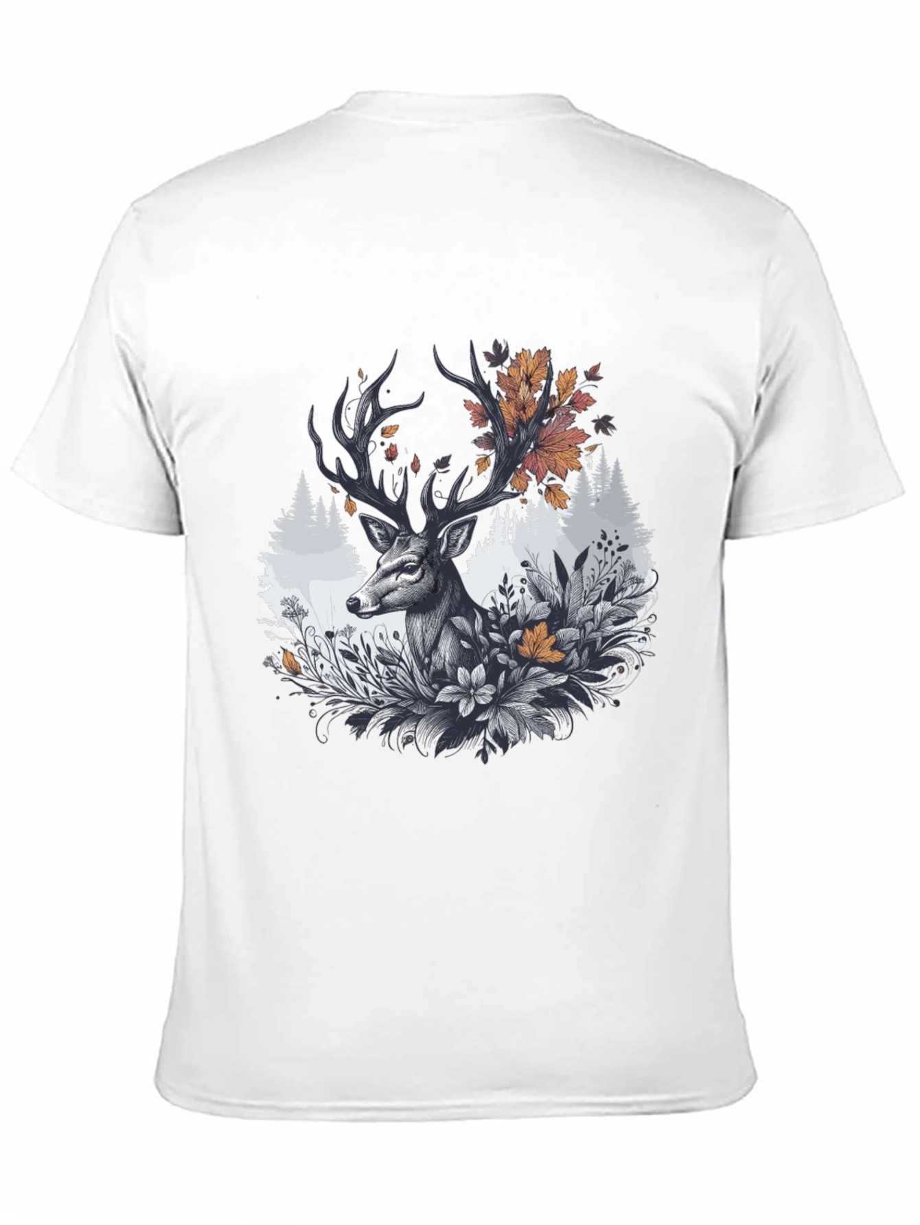 Deer Floral Graphic Tee - Black