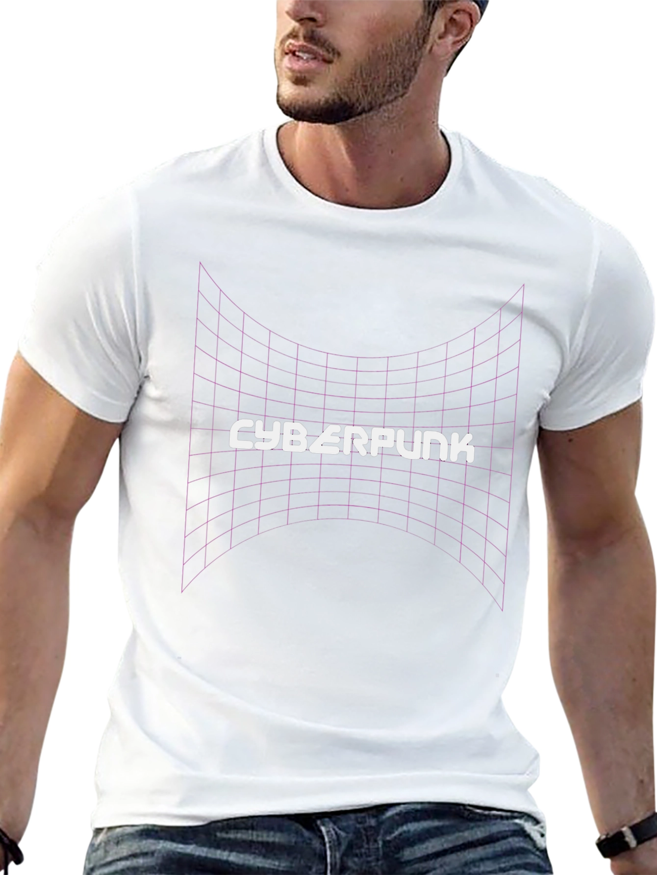 Cyberpunk Grid T-Shirt - Retro Style