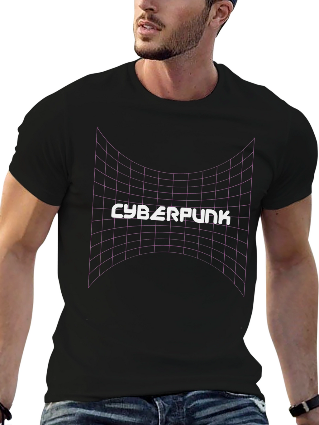 Cyberpunk Grid T-Shirt - Retro Style