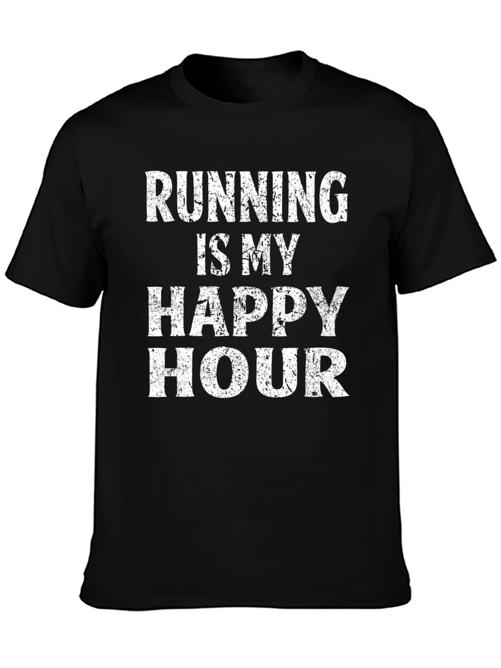 Running is My Happy Hour Black Graphic T-Shirt