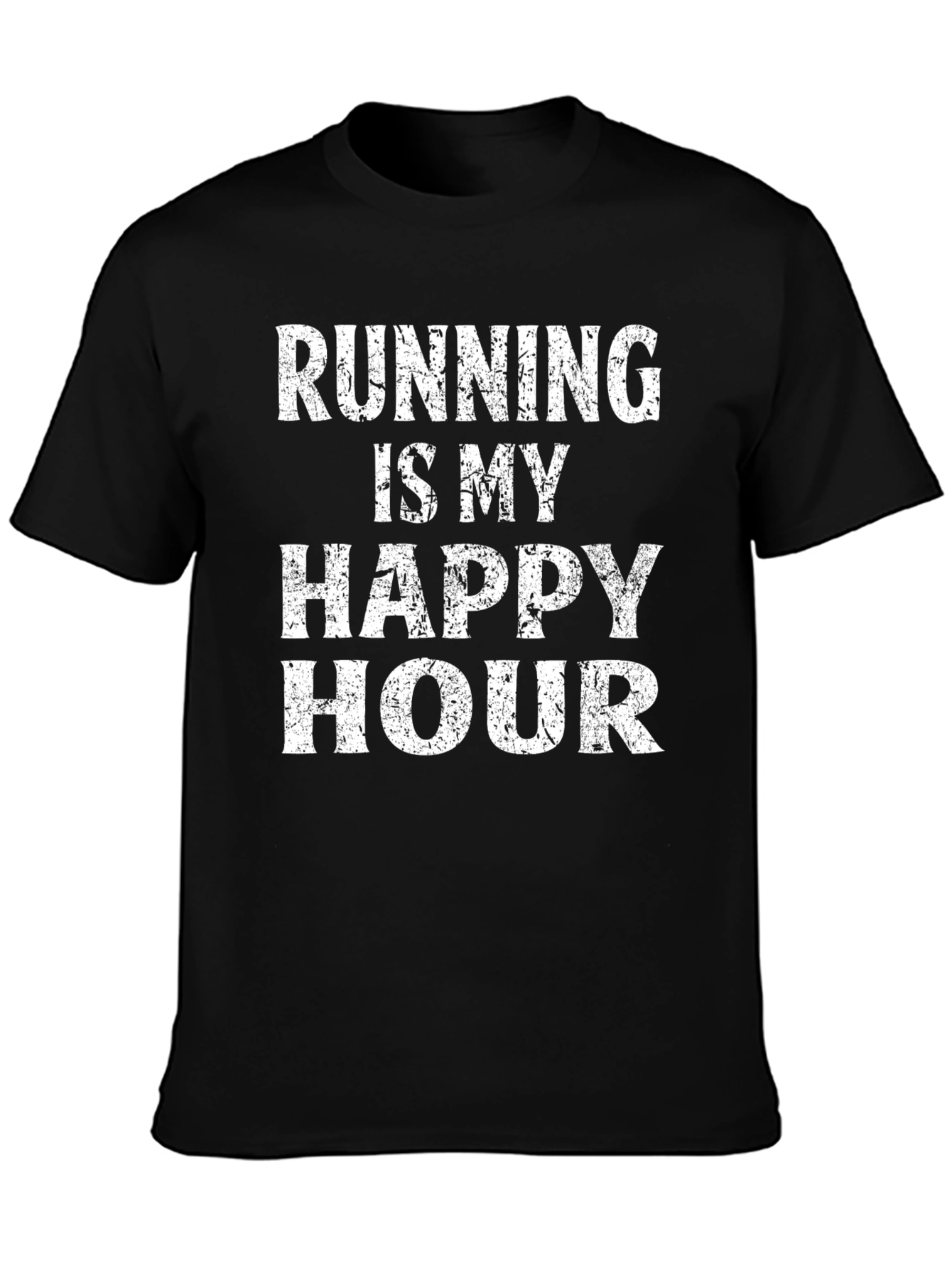 Running is My Happy Hour Black Graphic T-Shirt