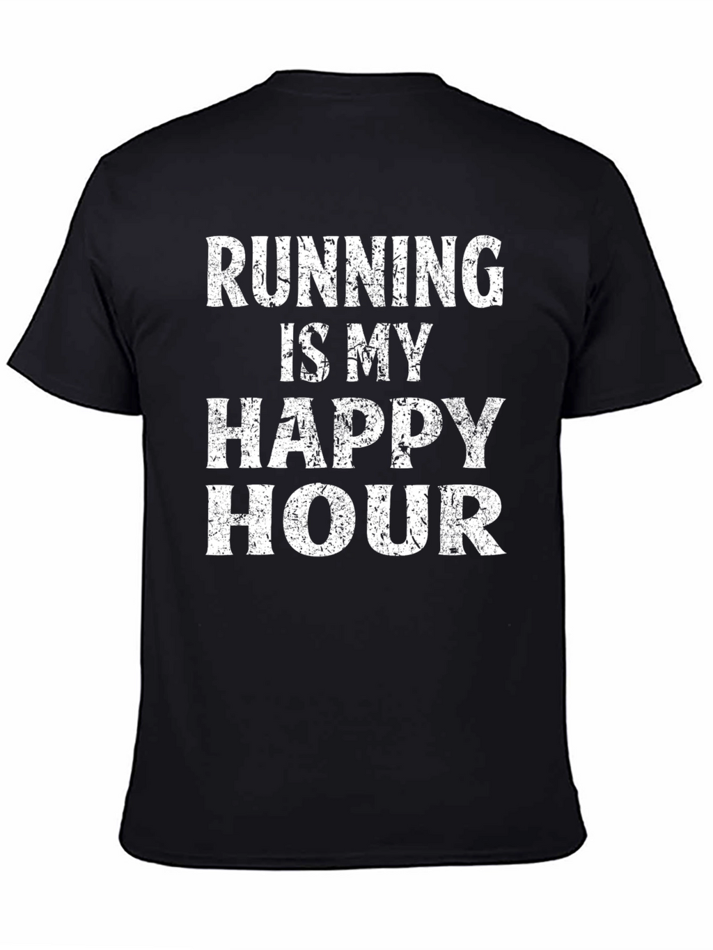 Running is My Happy Hour Black Graphic T-Shirt