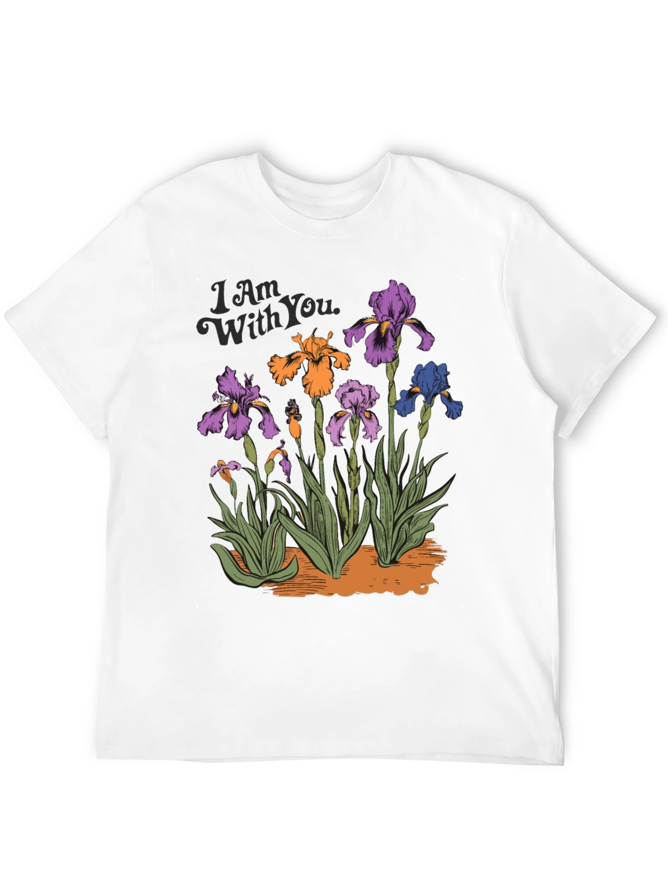 Floral Iris Graphic Print Mens Black T-Shirt