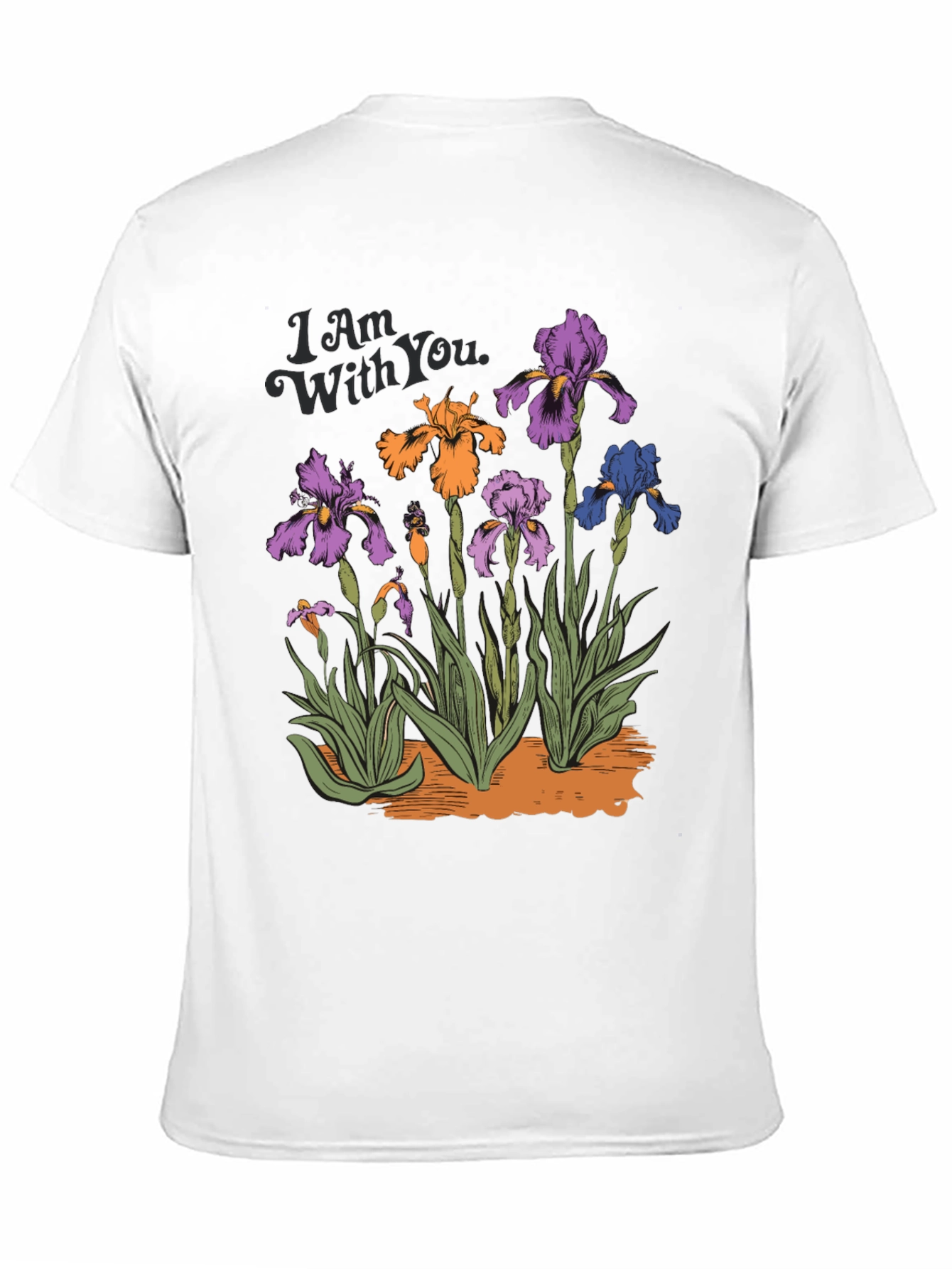 Floral Iris Graphic Print Mens Black T-Shirt