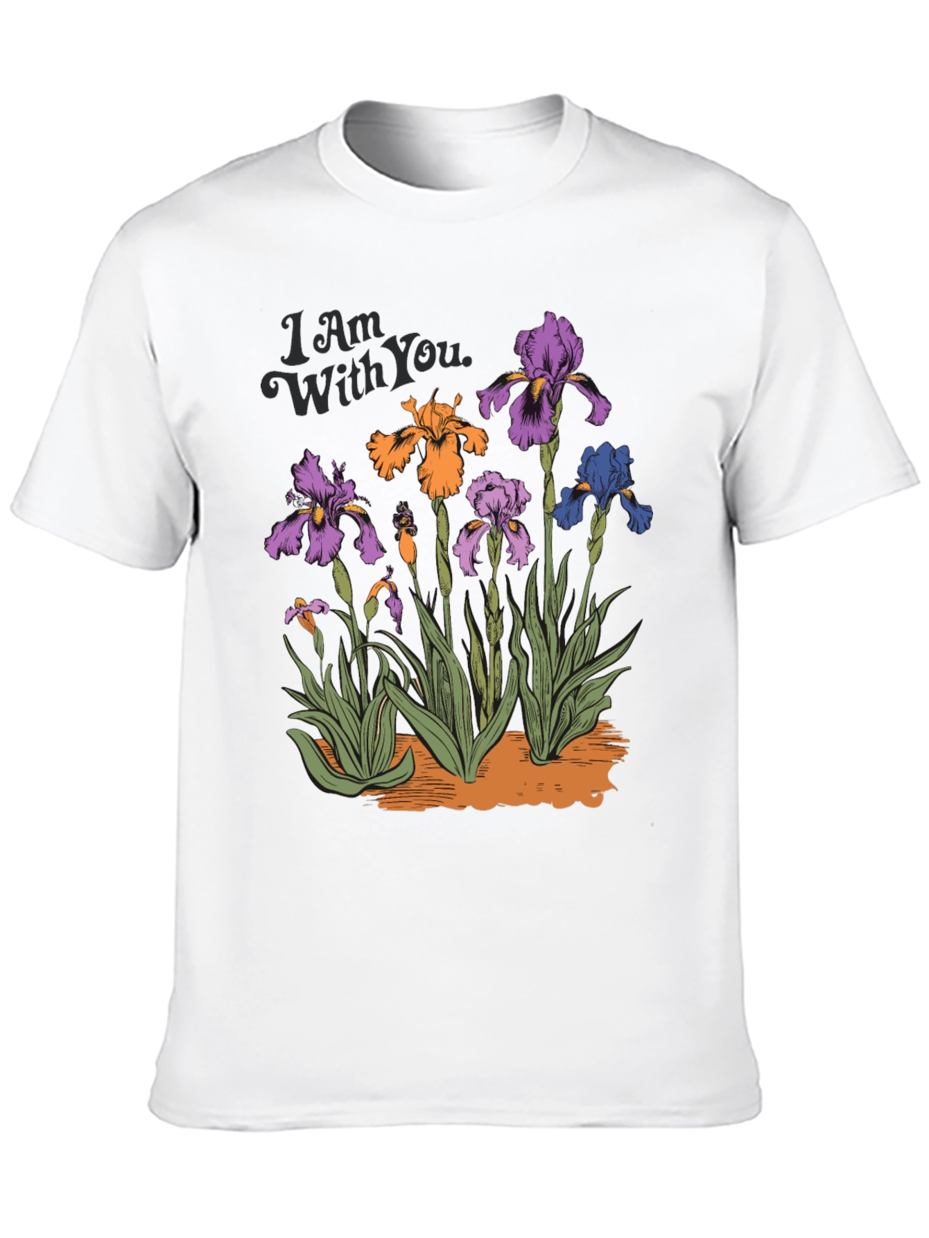 Floral Iris Graphic Print Mens Black T-Shirt