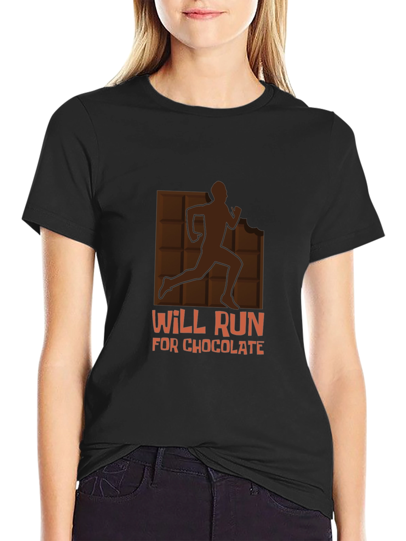 Will Run for Chocolate Graphic Tee - Black Cotton Shirt