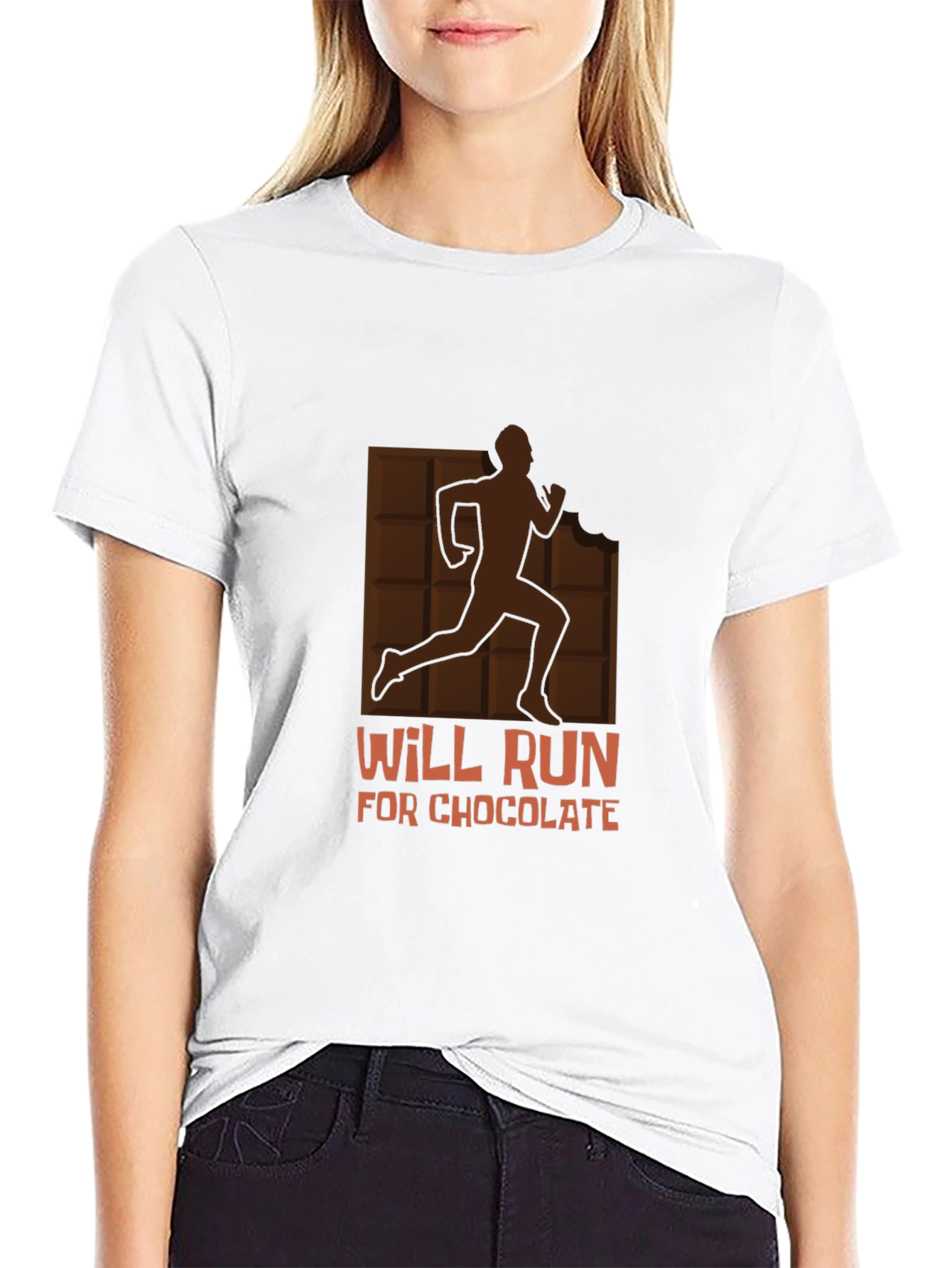 Will Run for Chocolate Graphic Tee - Black Cotton Shirt
