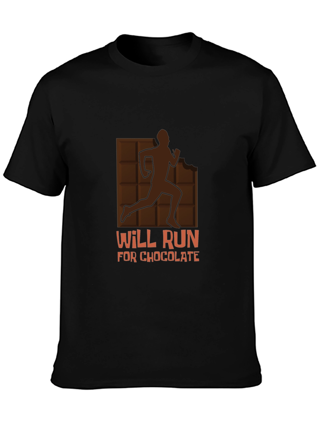 Will Run for Chocolate Graphic Tee - Black Cotton Shirt