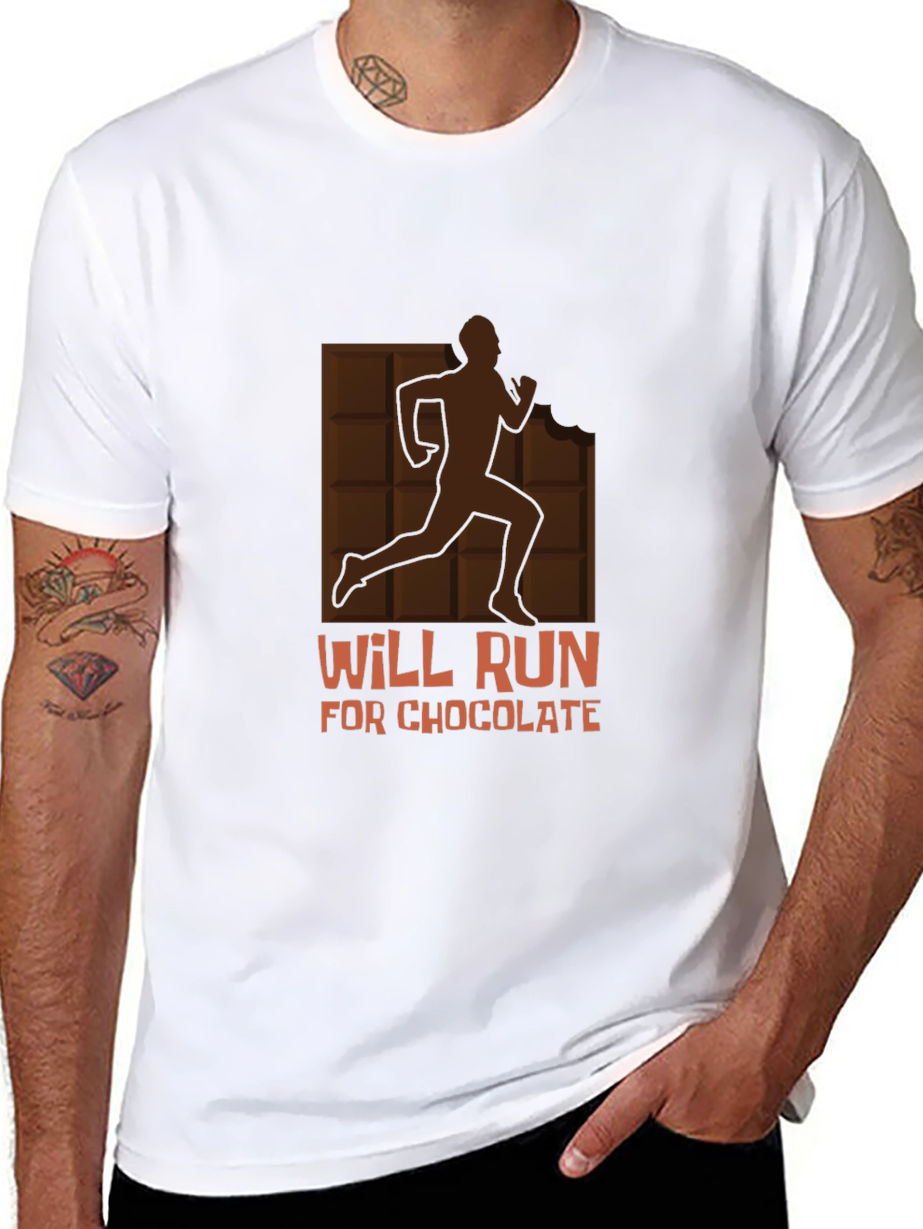Will Run for Chocolate Graphic Tee - Black Cotton Shirt