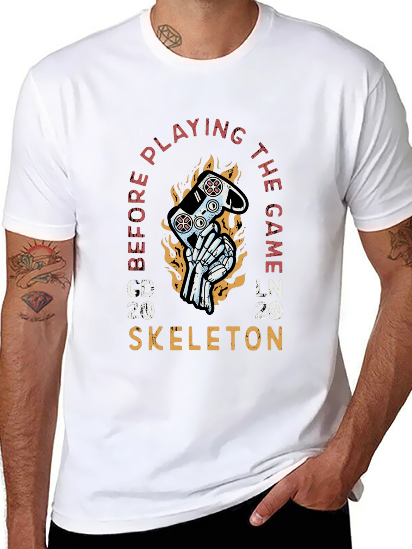 Gamer Skeleton Graphic T-Shirt - Play Before the Game