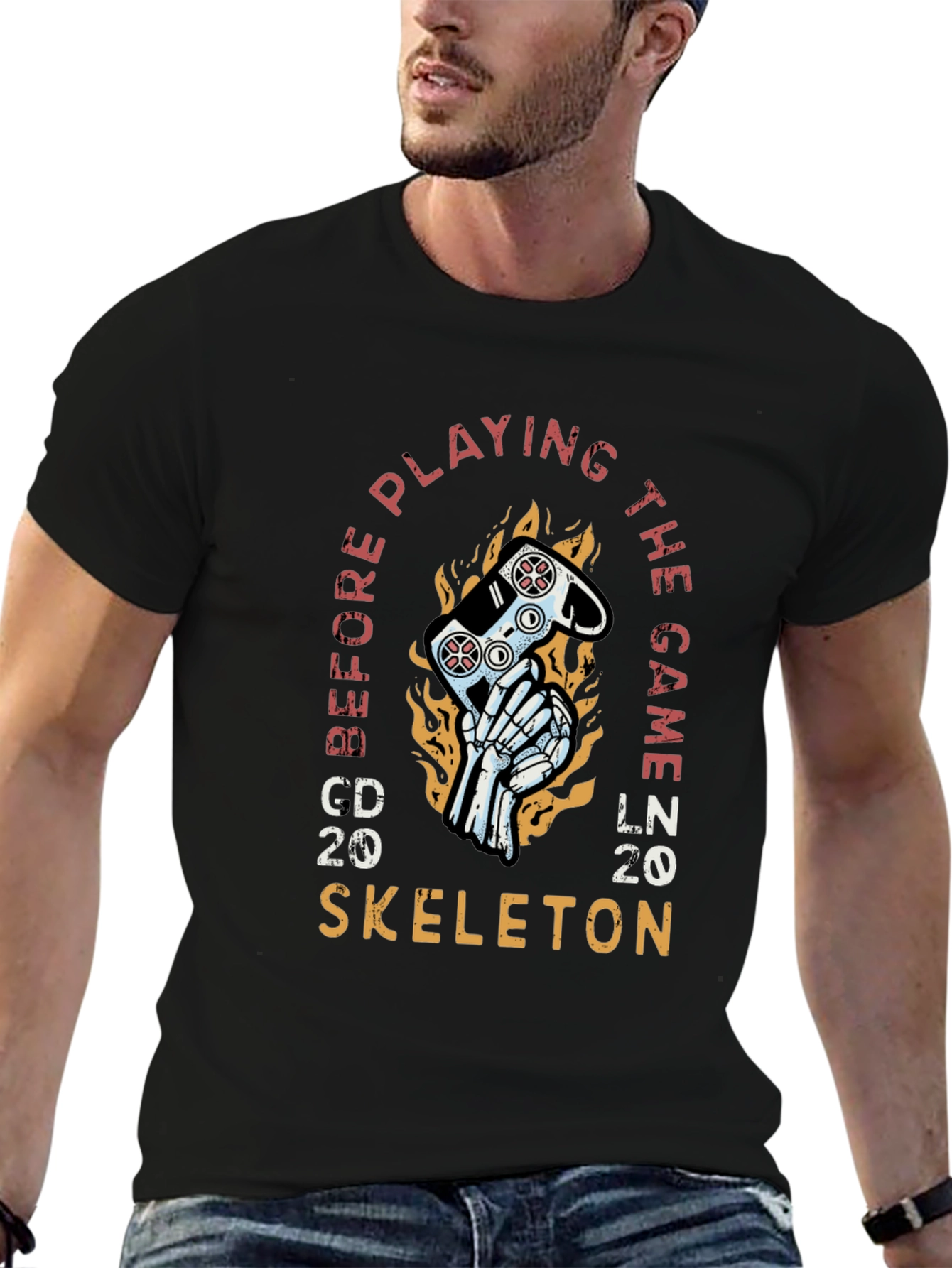 Gamer Skeleton Graphic T-Shirt - Play Before the Game