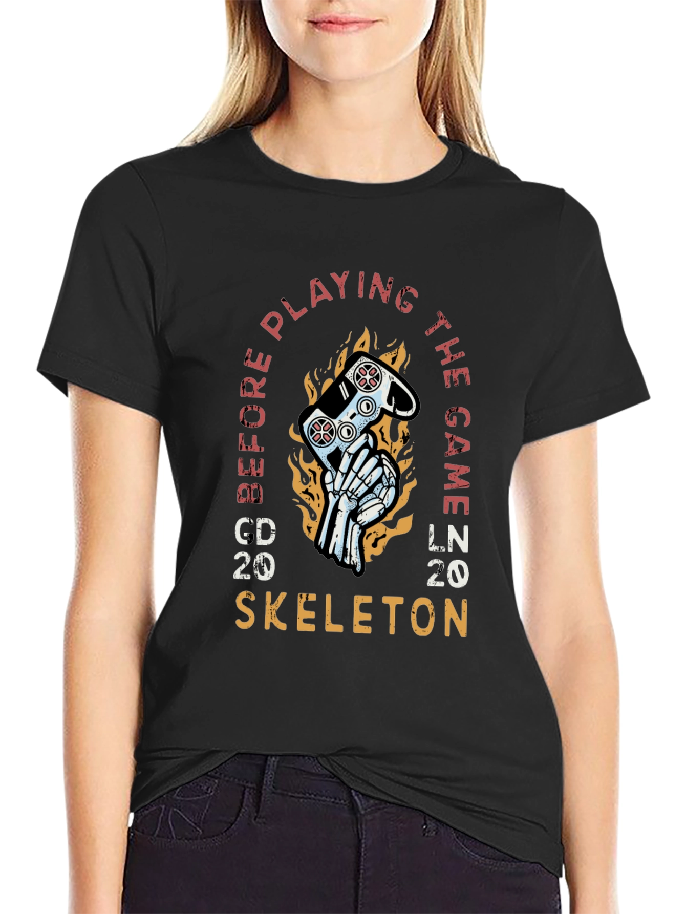 Gamer Skeleton Graphic T-Shirt - Play Before the Game
