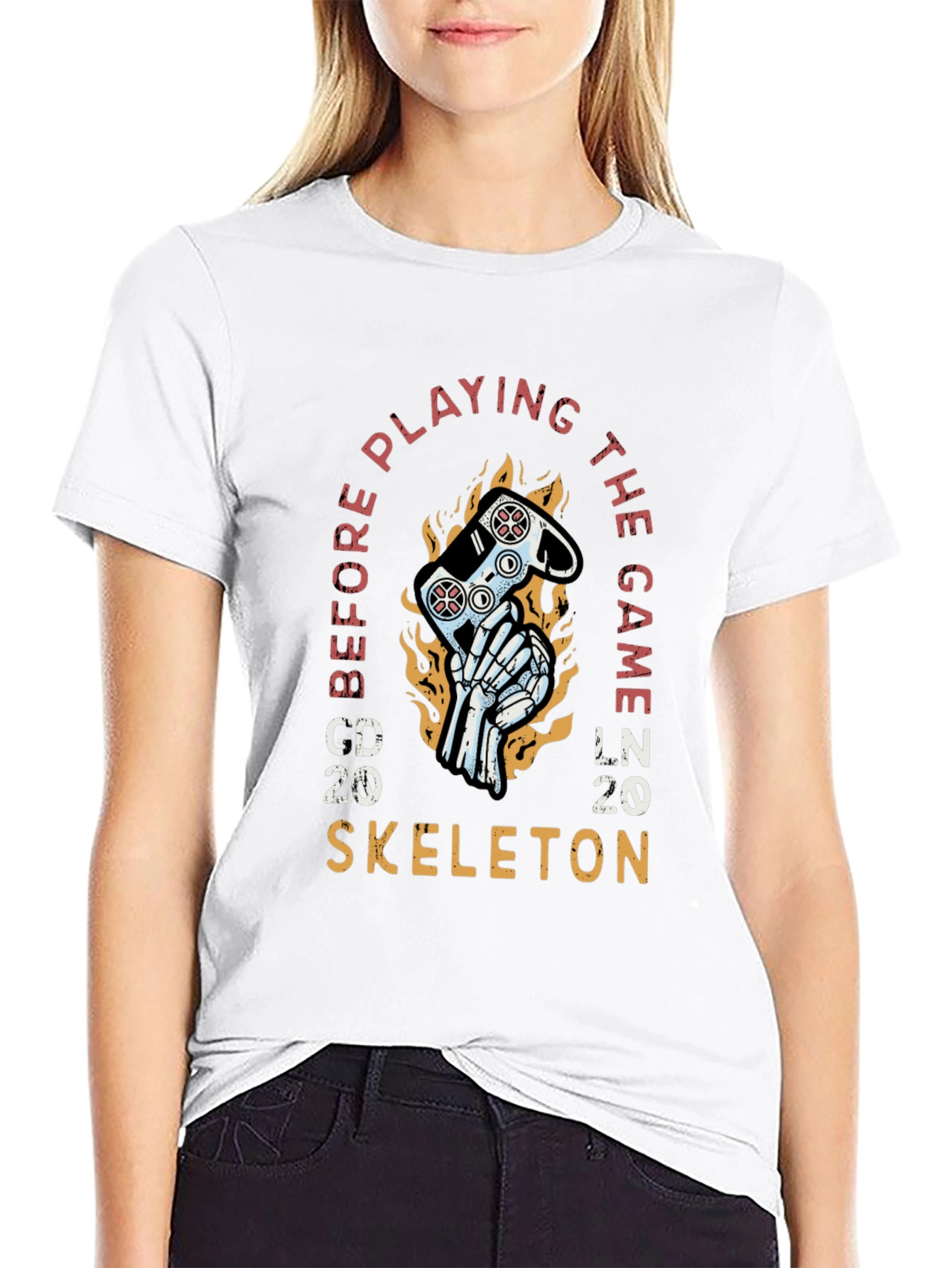 Gamer Skeleton Graphic T-Shirt - Play Before the Game