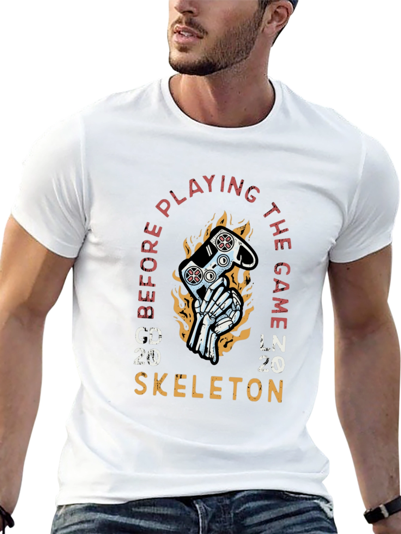 Gamer Skeleton Graphic T-Shirt - Play Before the Game