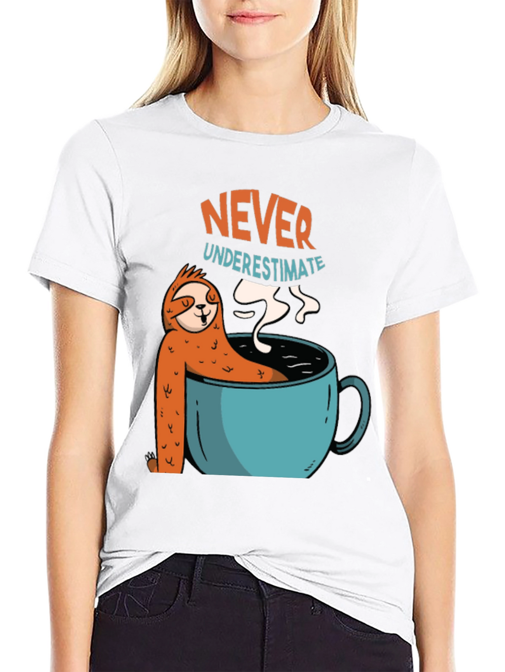 Never Underestimate Sloth Coffee T-Shirt