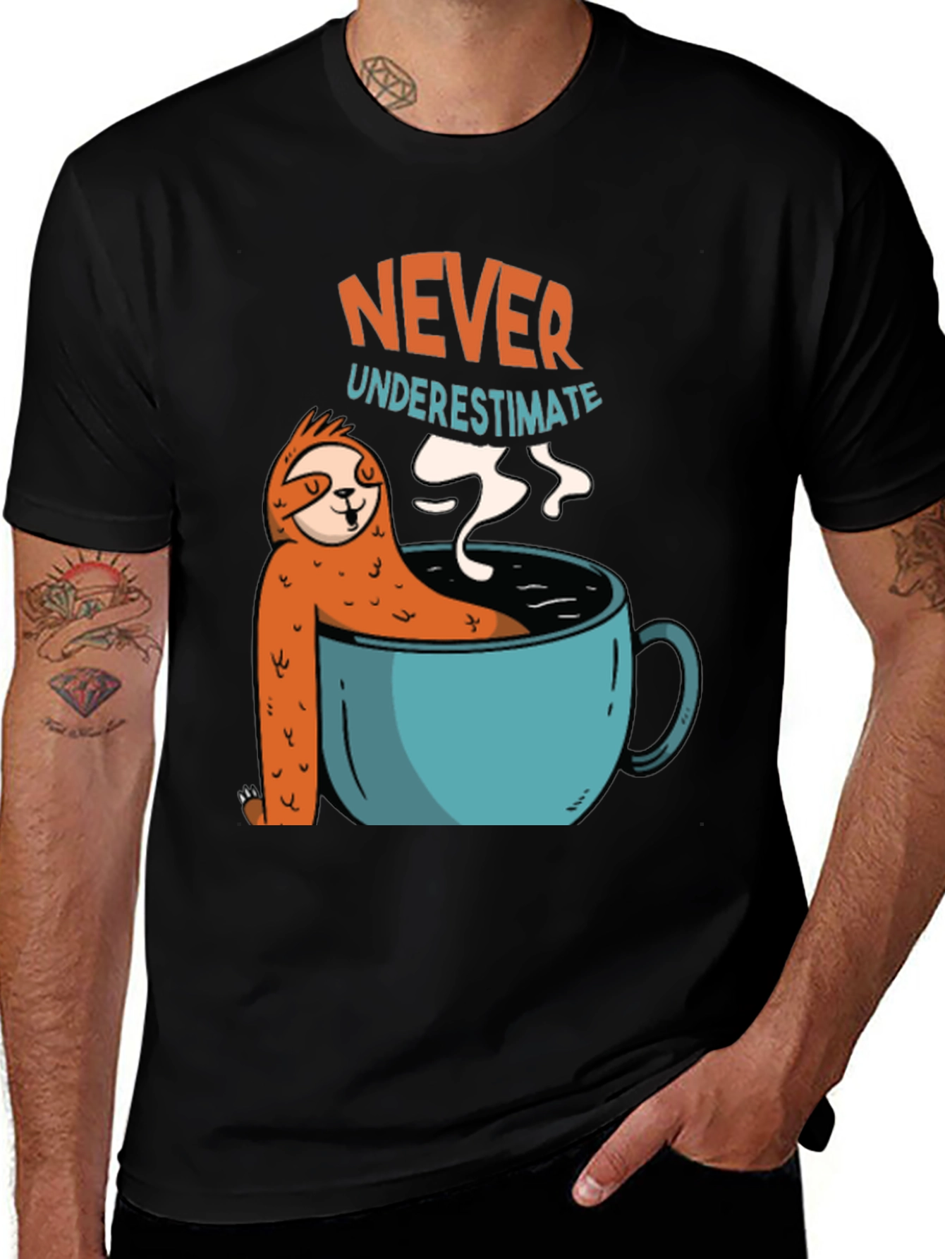 Never Underestimate Sloth Coffee T-Shirt