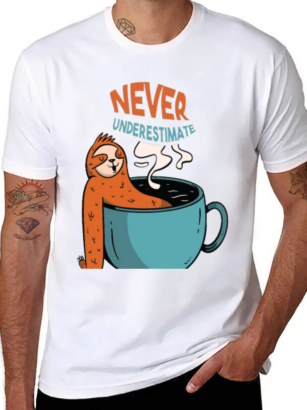 Never Underestimate Sloth Coffee T-Shirt