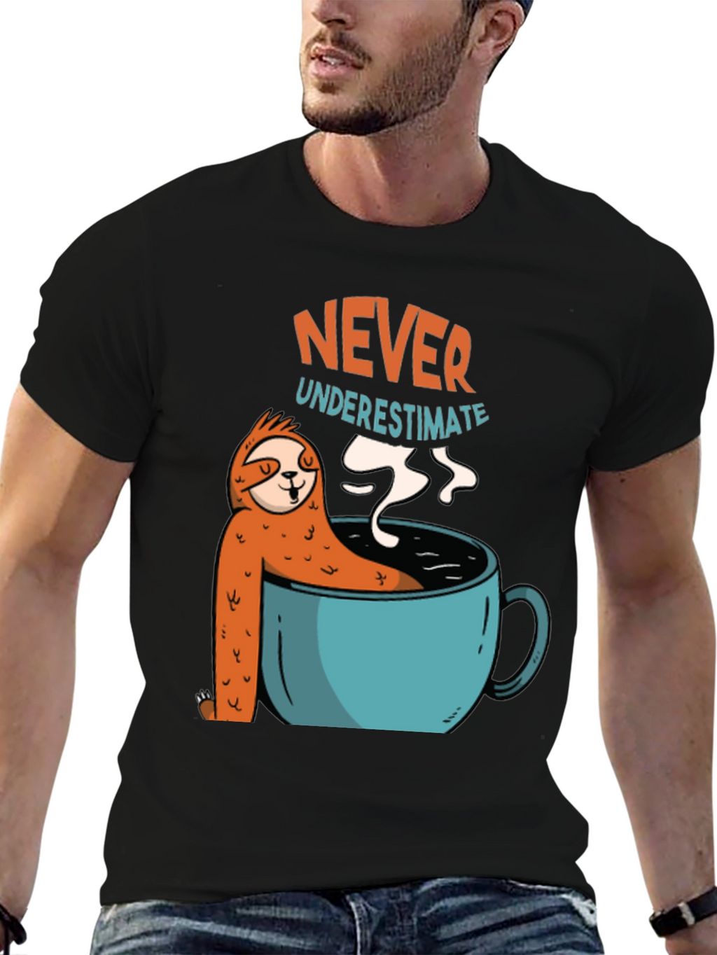 Never Underestimate Sloth Coffee T-Shirt