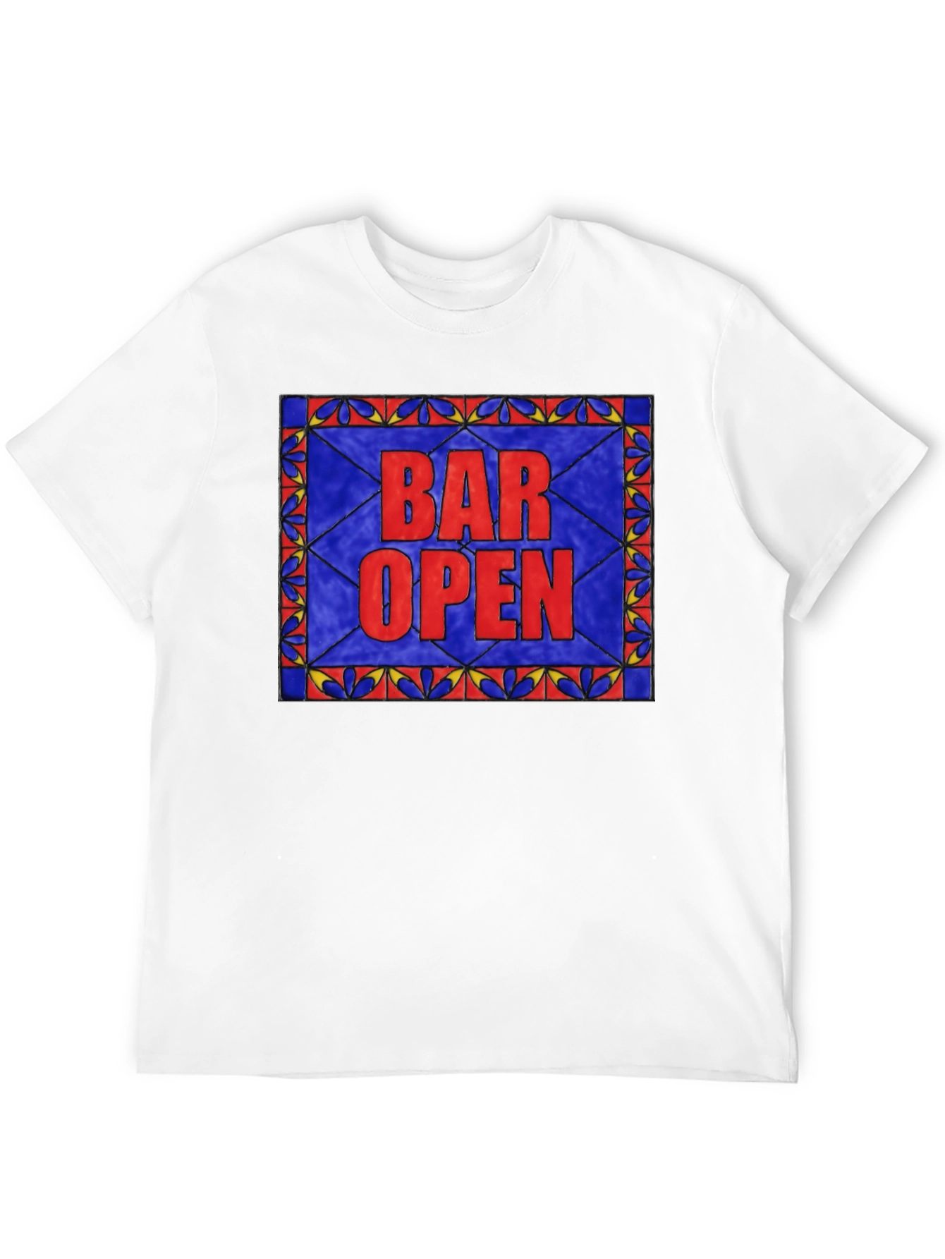 Bar Open Stained Glass Graphic Tee - Black