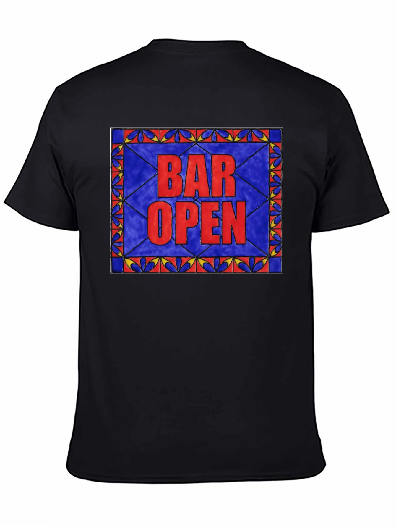 Bar Open Stained Glass Graphic Tee - Black