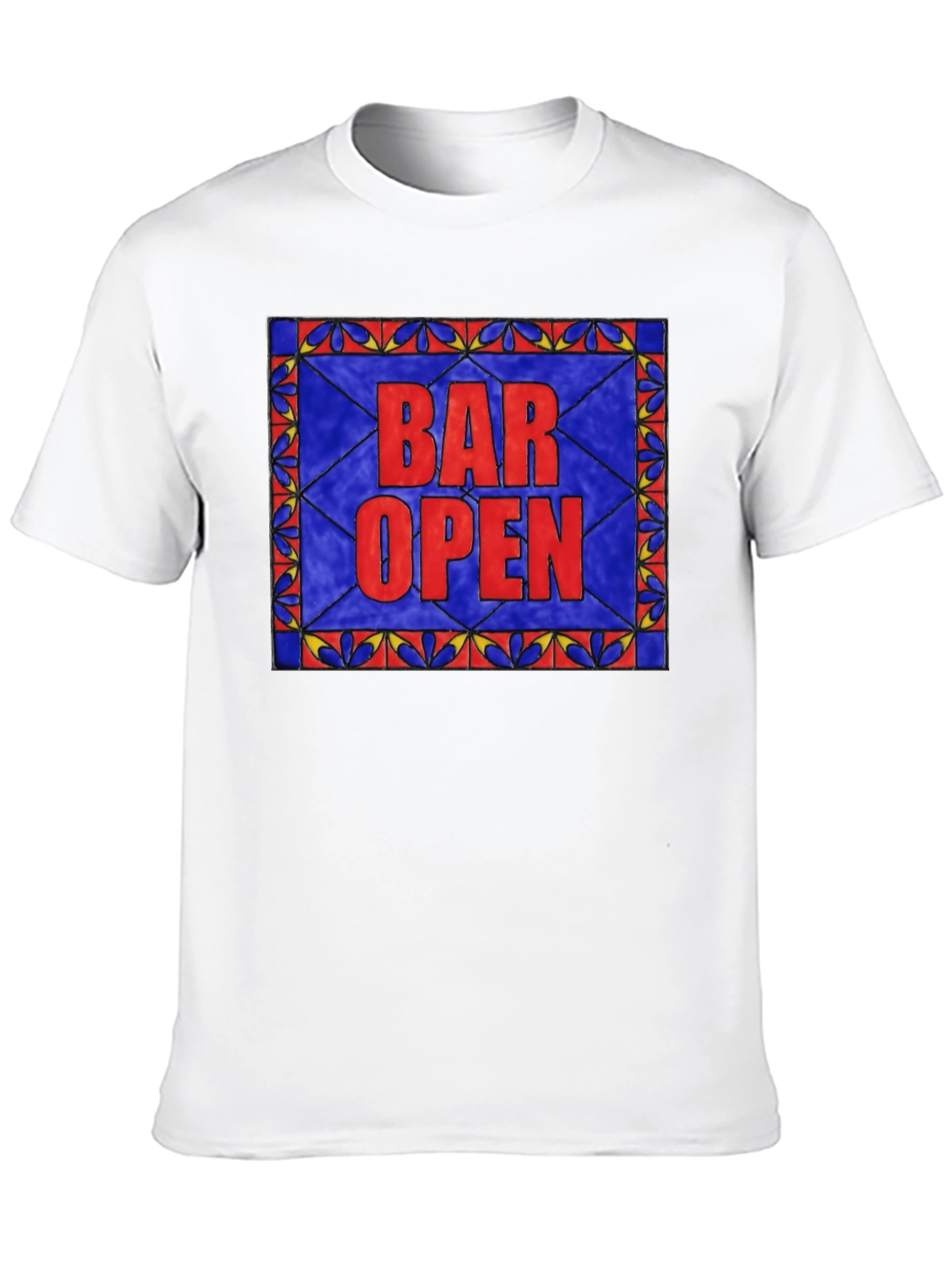 Bar Open Stained Glass Graphic Tee - Black