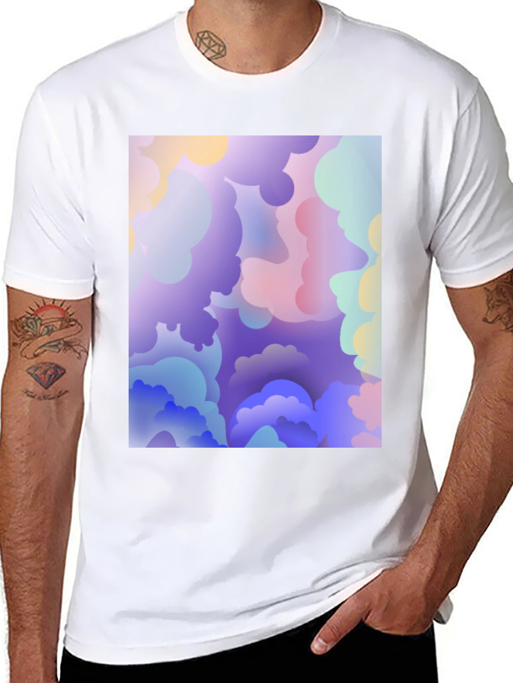 Abstract Cloud Print Black T-Shirt
