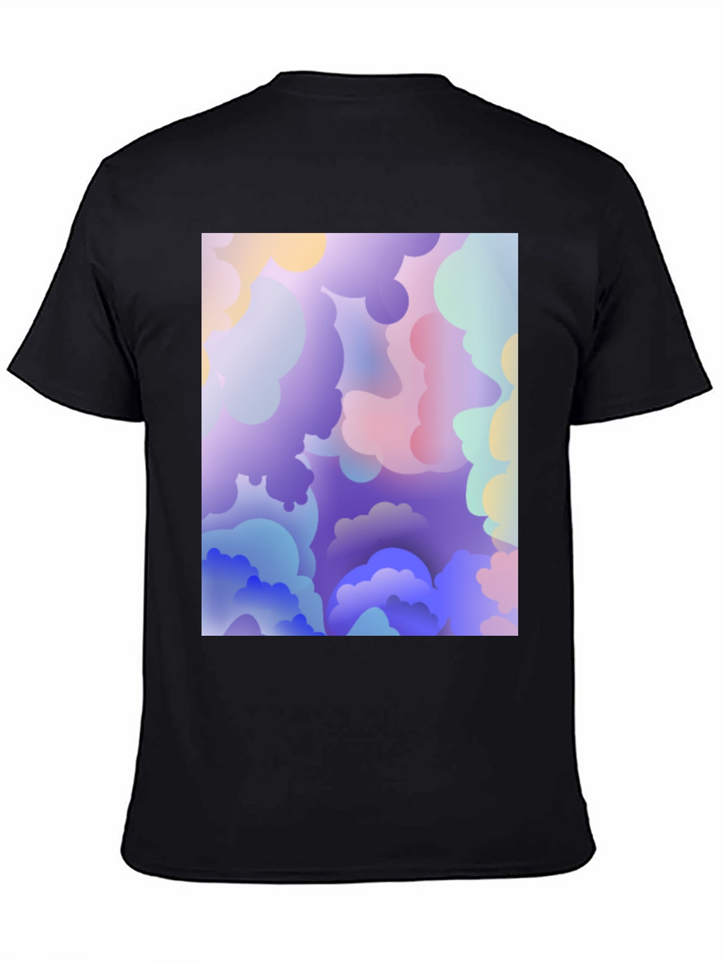 Abstract Cloud Print Black T-Shirt