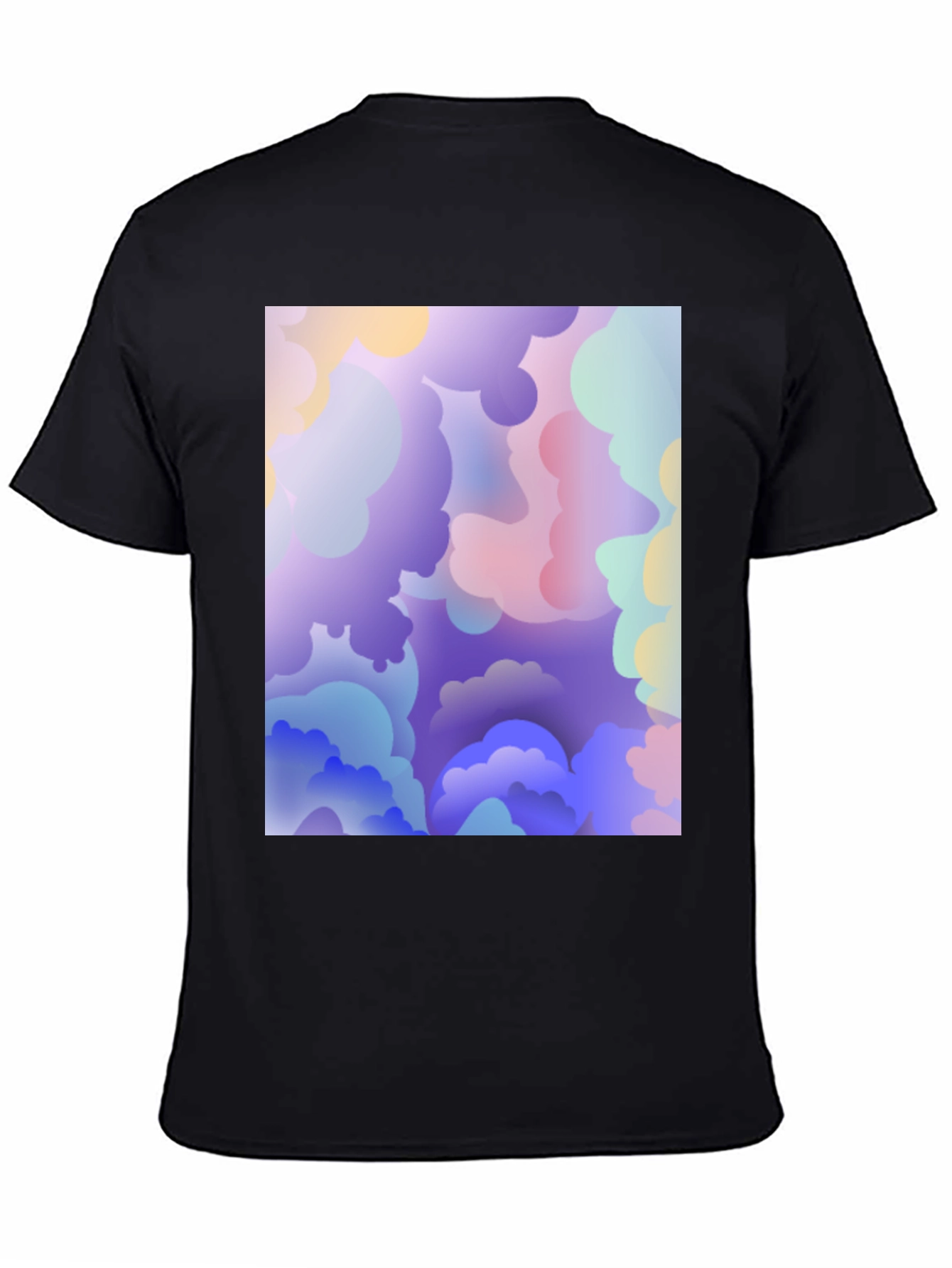 Abstract Cloud Print Black T-Shirt