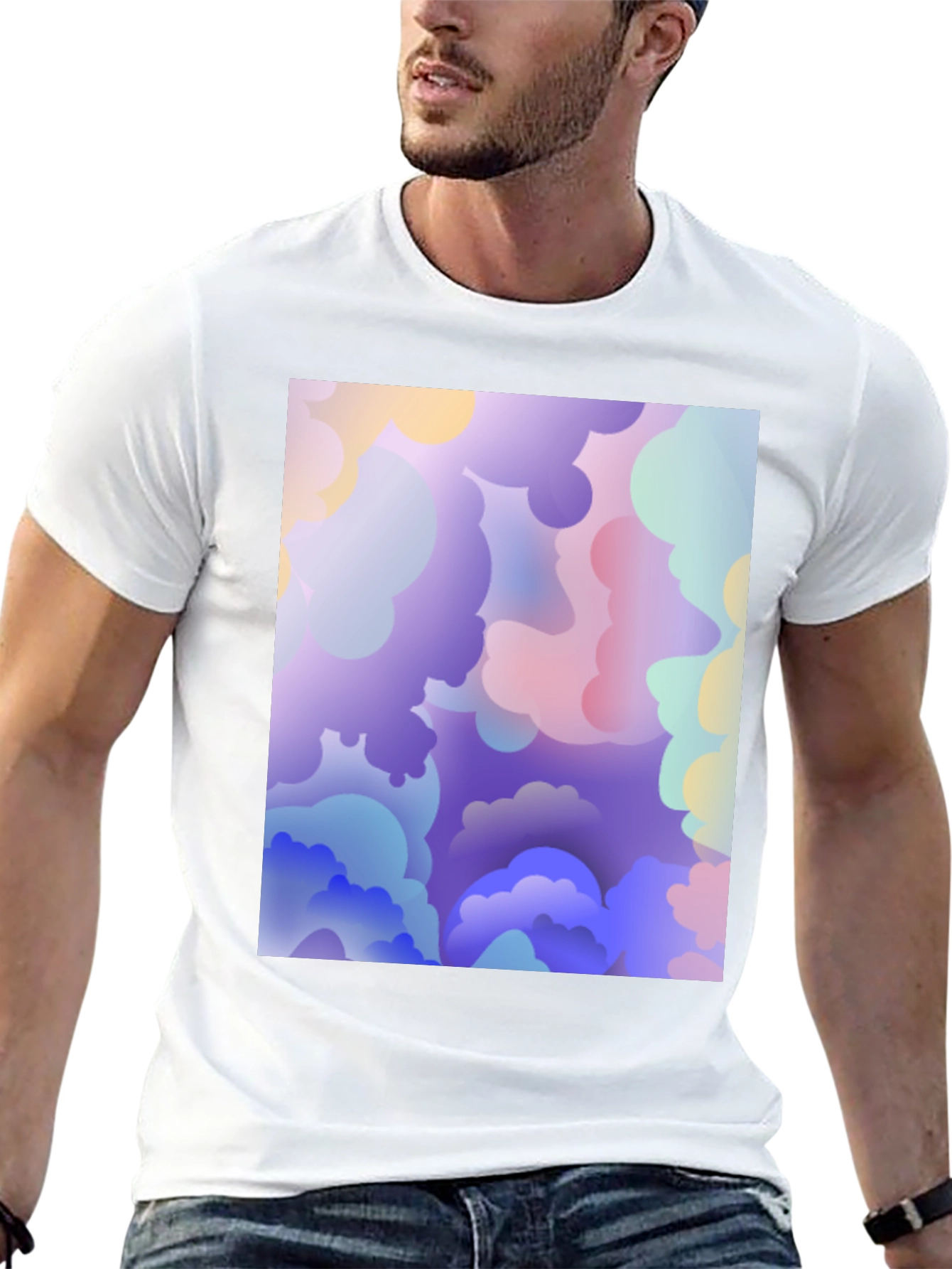 Abstract Cloud Print Black T-Shirt