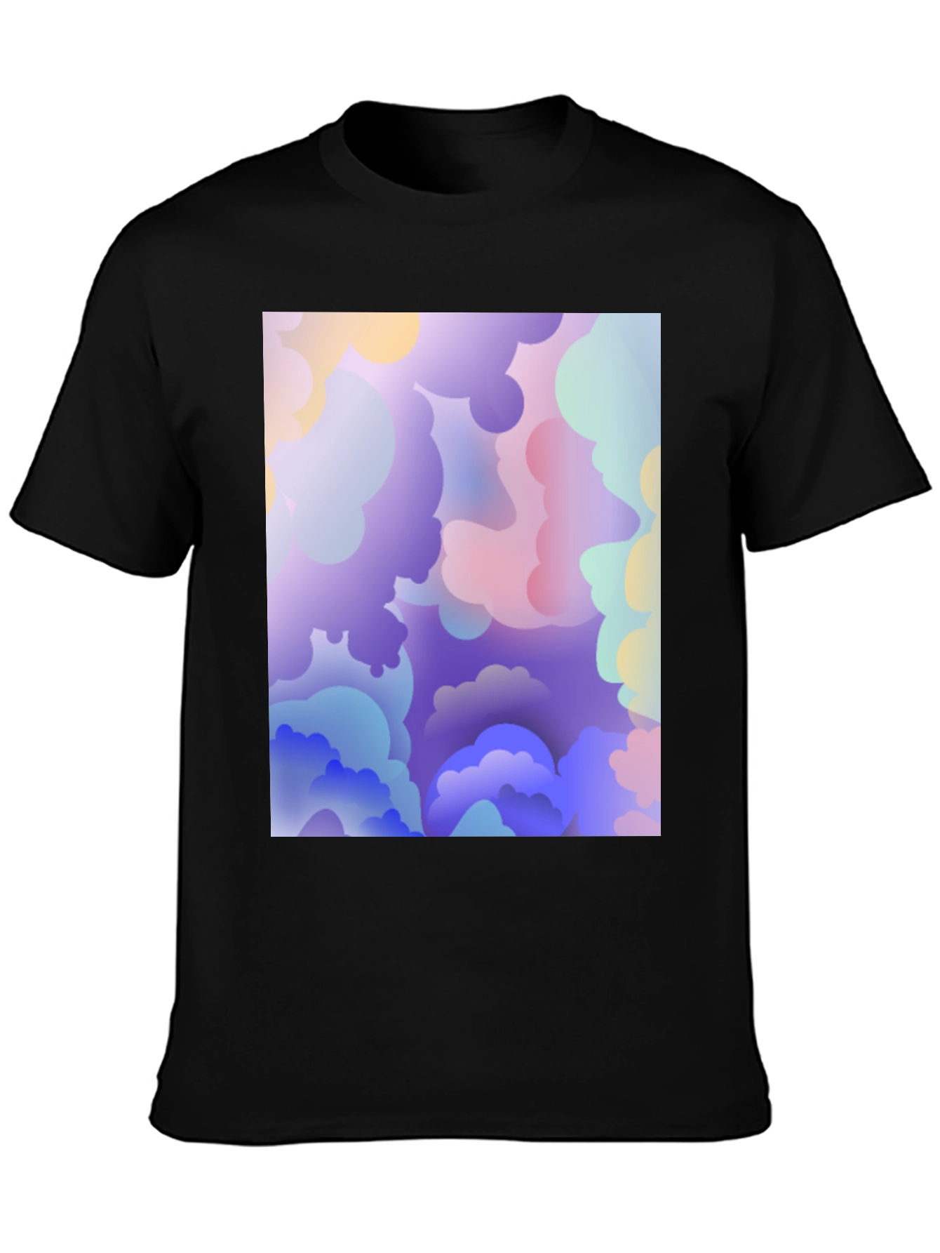 Abstract Cloud Print Black T-Shirt
