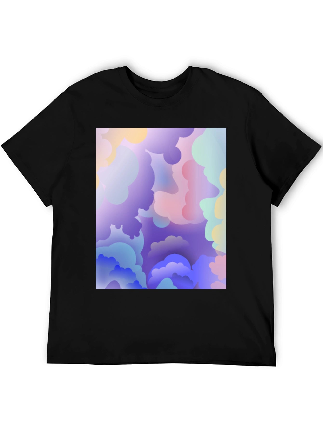 Abstract Cloud Print Black T-Shirt