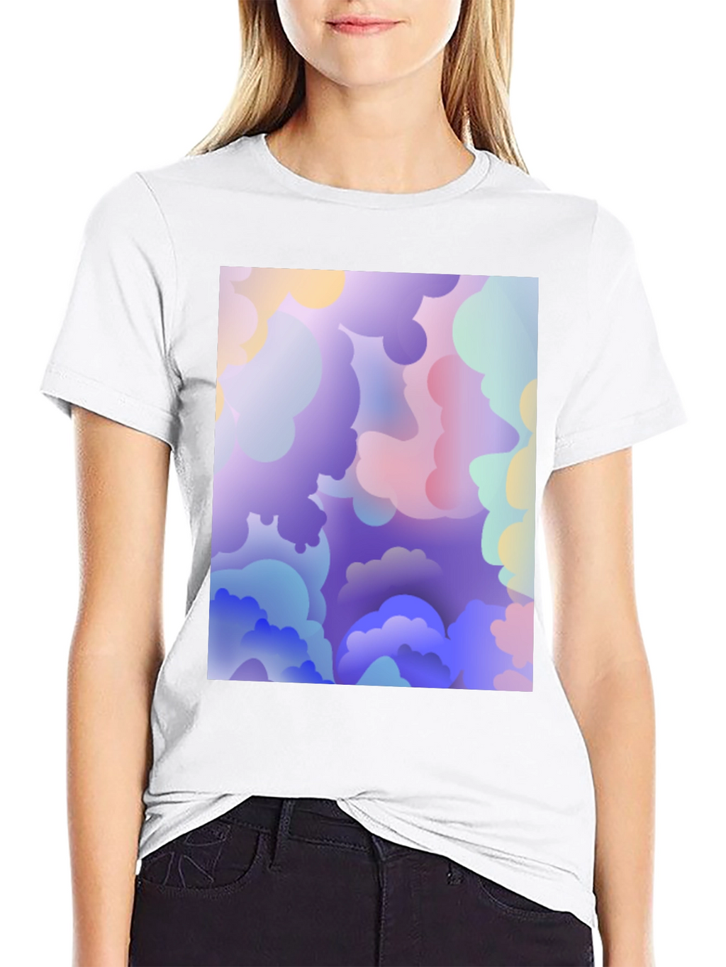 Abstract Cloud Print Black T-Shirt