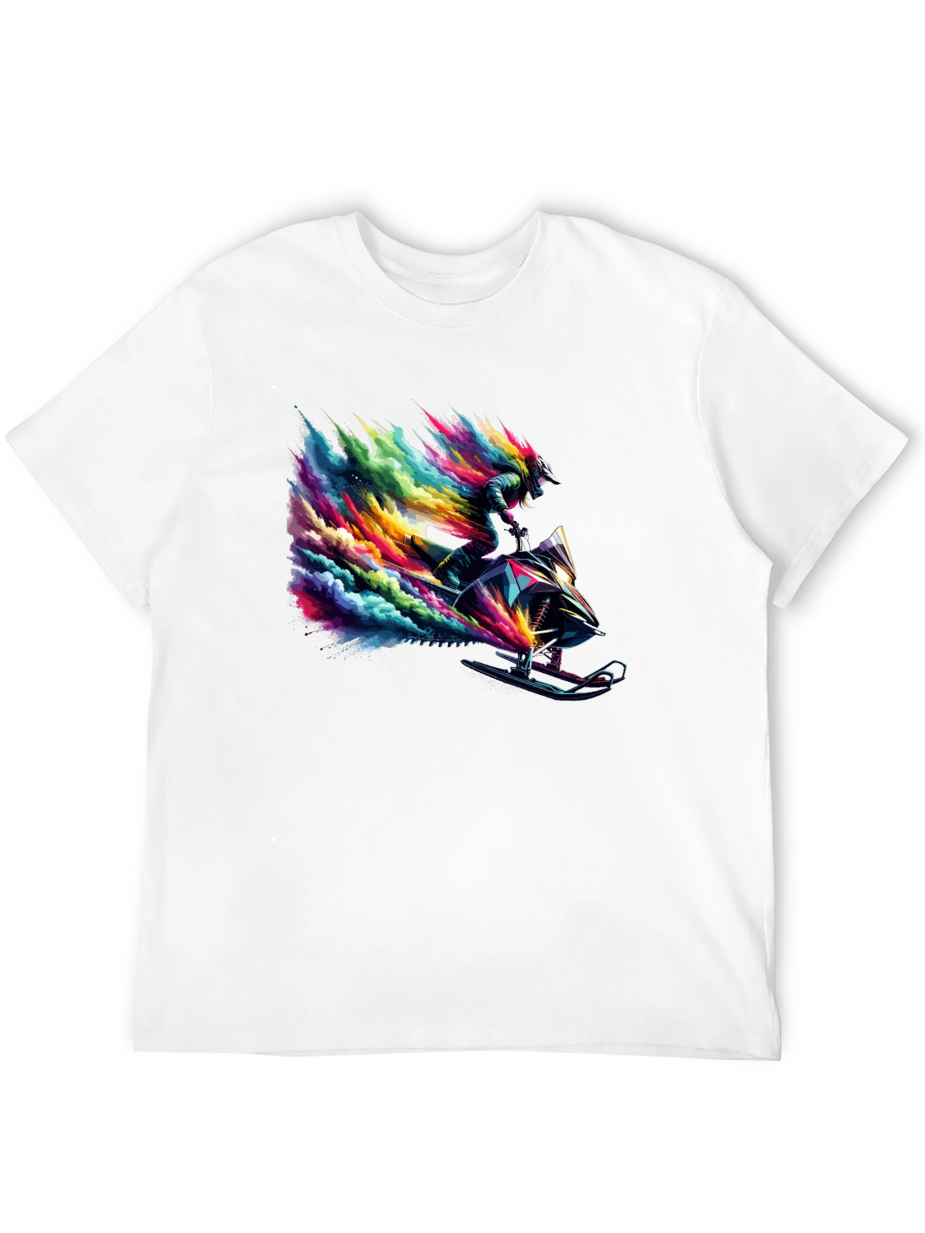 Colorful Snowmobile Rider Graphic Tee - Cool Design