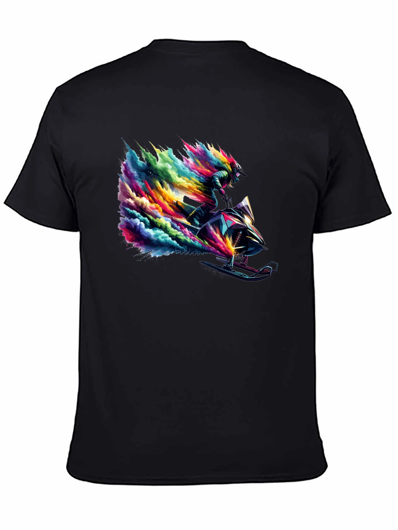 Colorful Snowmobile Rider Graphic Tee - Cool Design