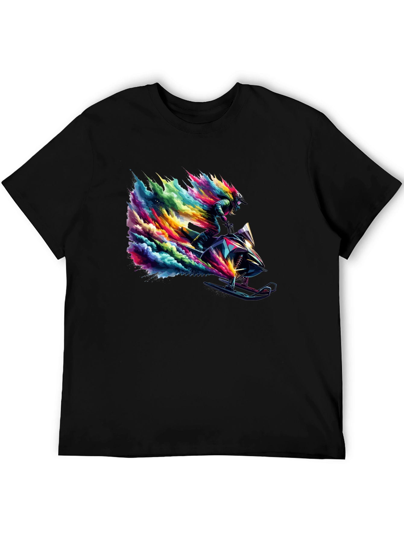 Colorful Snowmobile Rider Graphic Tee - Cool Design