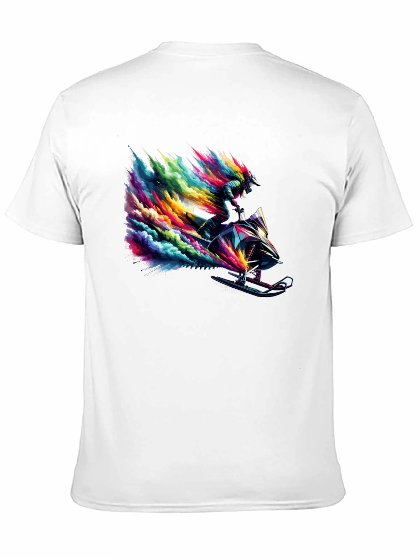 Colorful Snowmobile Rider Graphic Tee - Cool Design