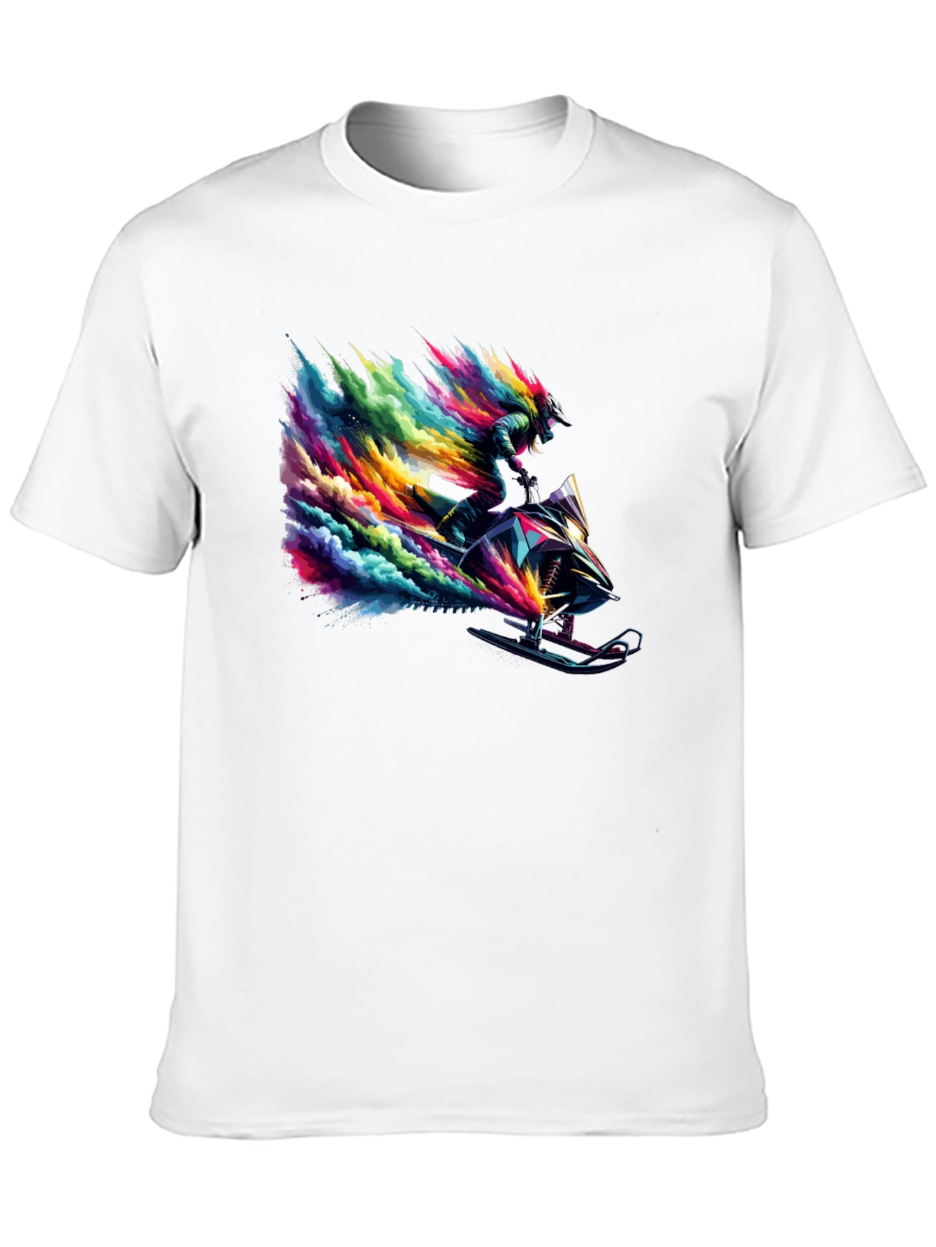 Colorful Snowmobile Rider Graphic Tee - Cool Design