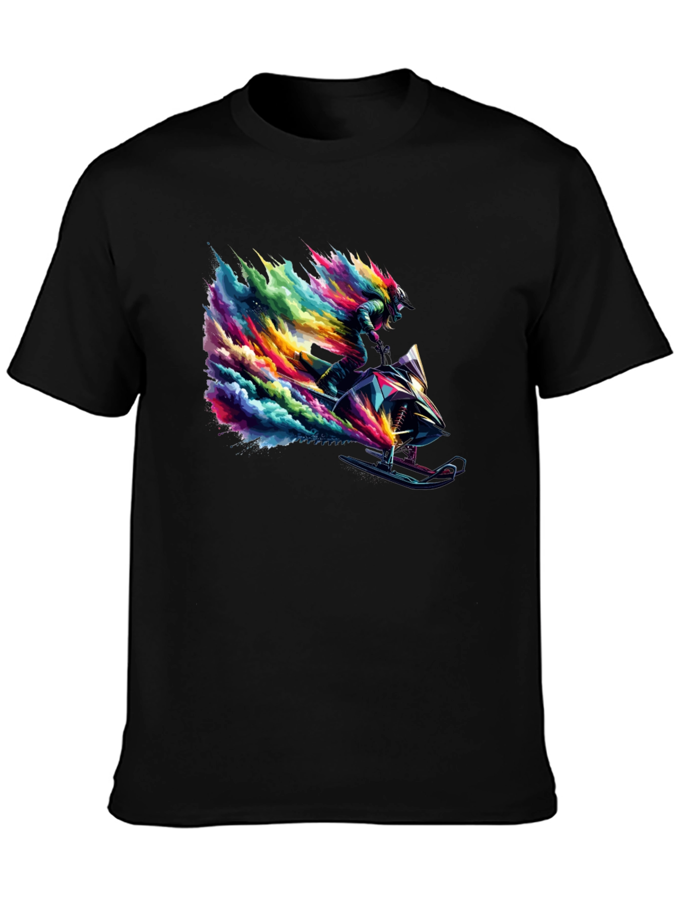 Colorful Snowmobile Rider Graphic Tee - Cool Design