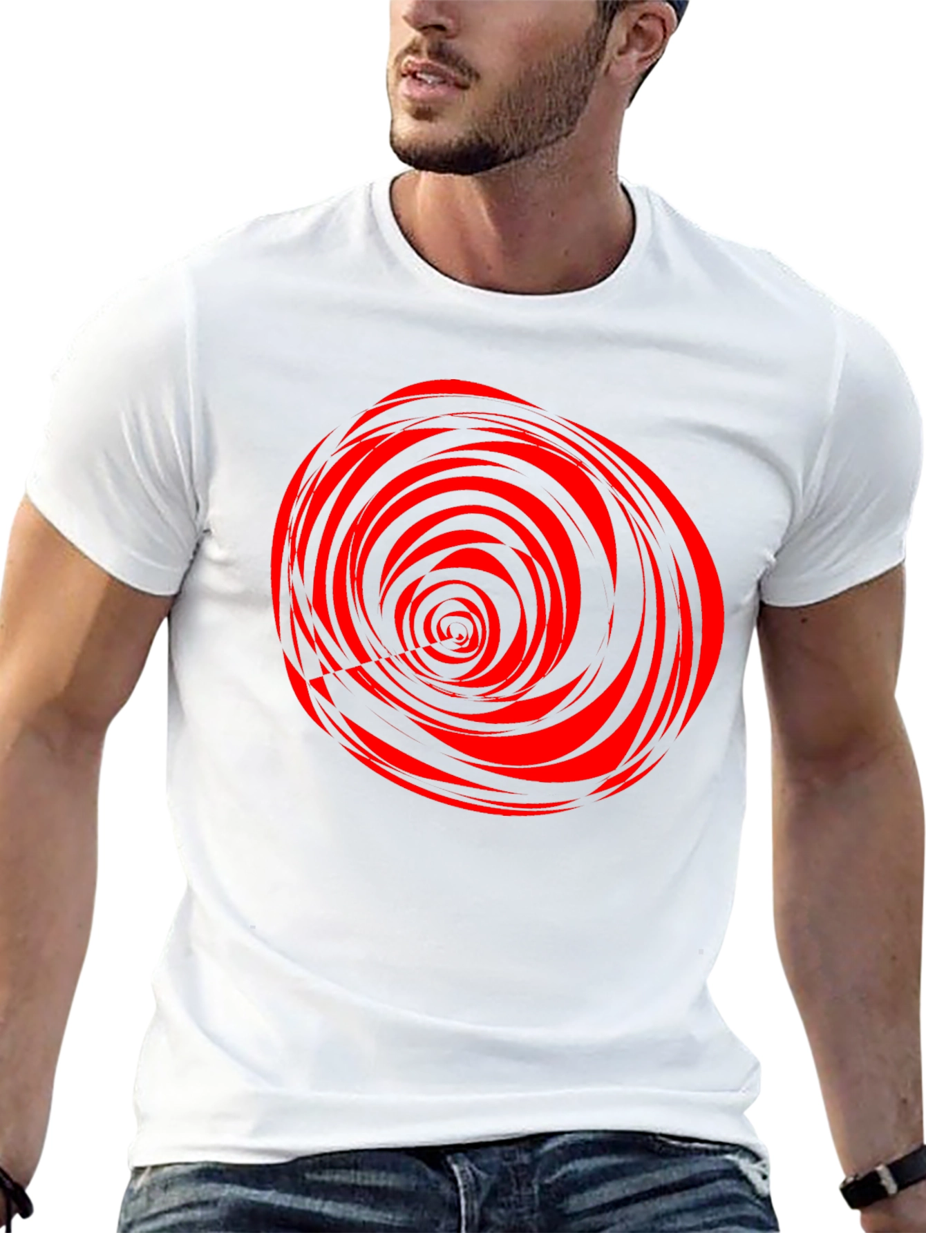 Swirl Graphic T-Shirt - Black with Red Design