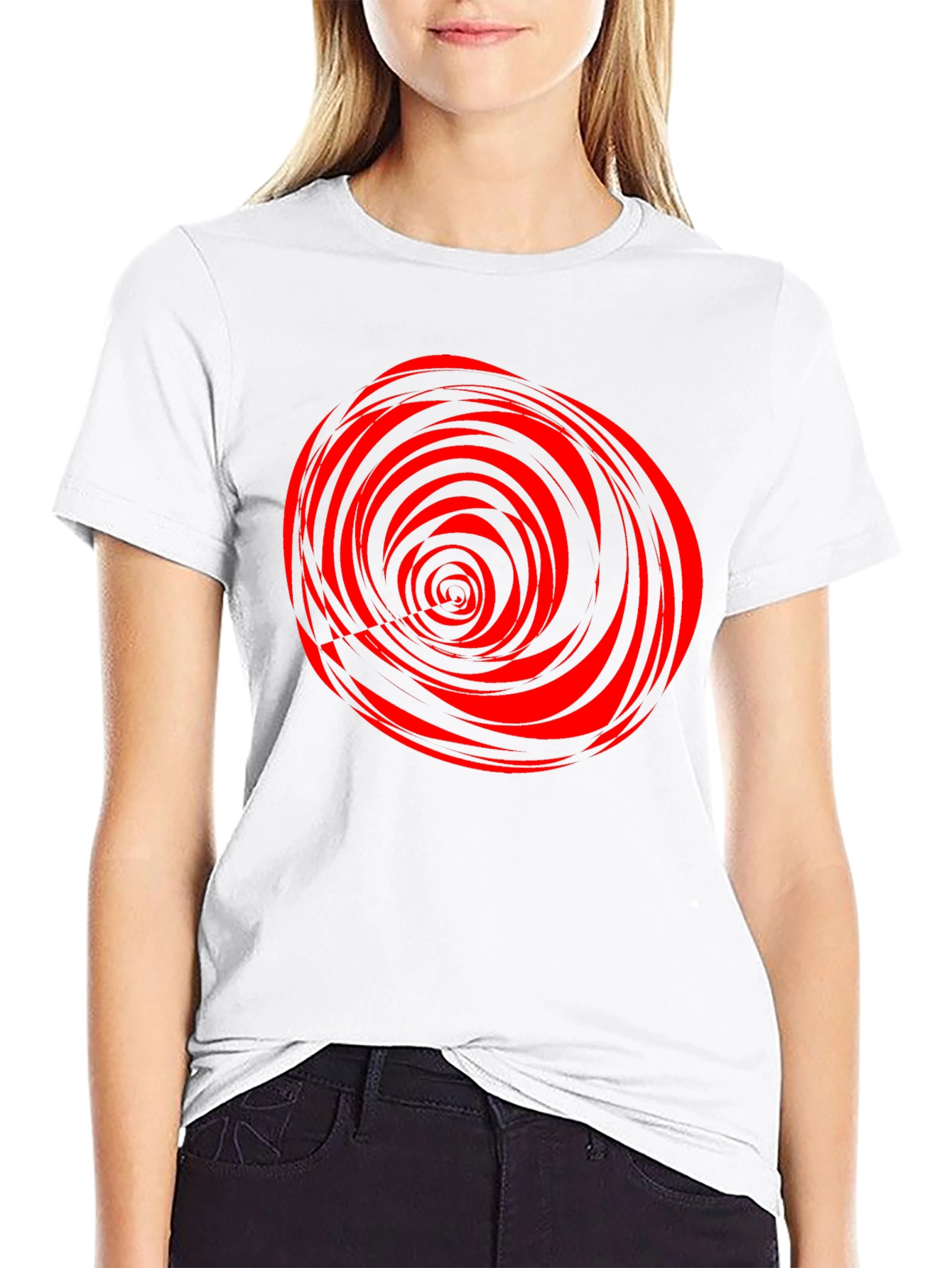 Swirl Graphic T-Shirt - Black with Red Design
