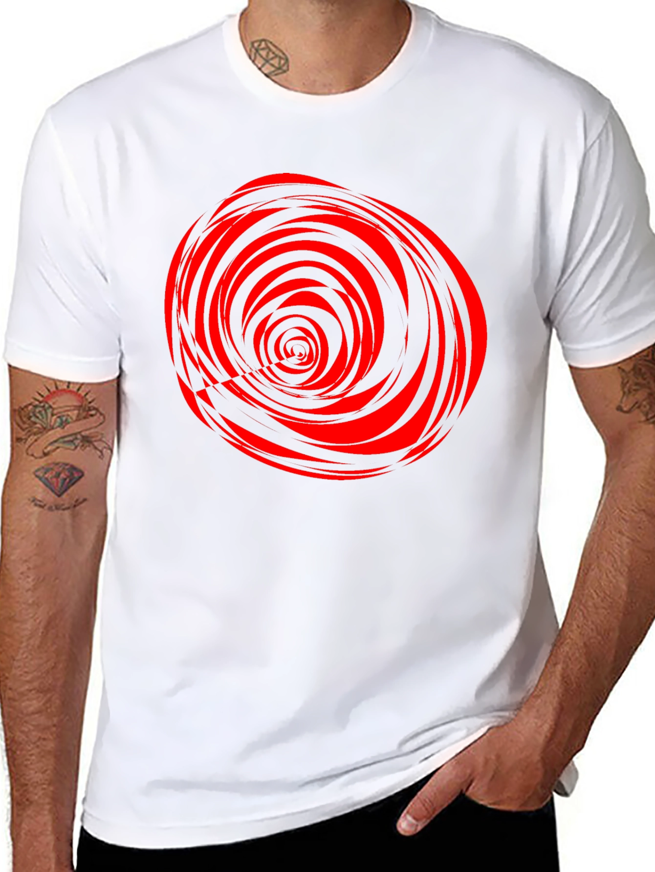 Swirl Graphic T-Shirt - Black with Red Design