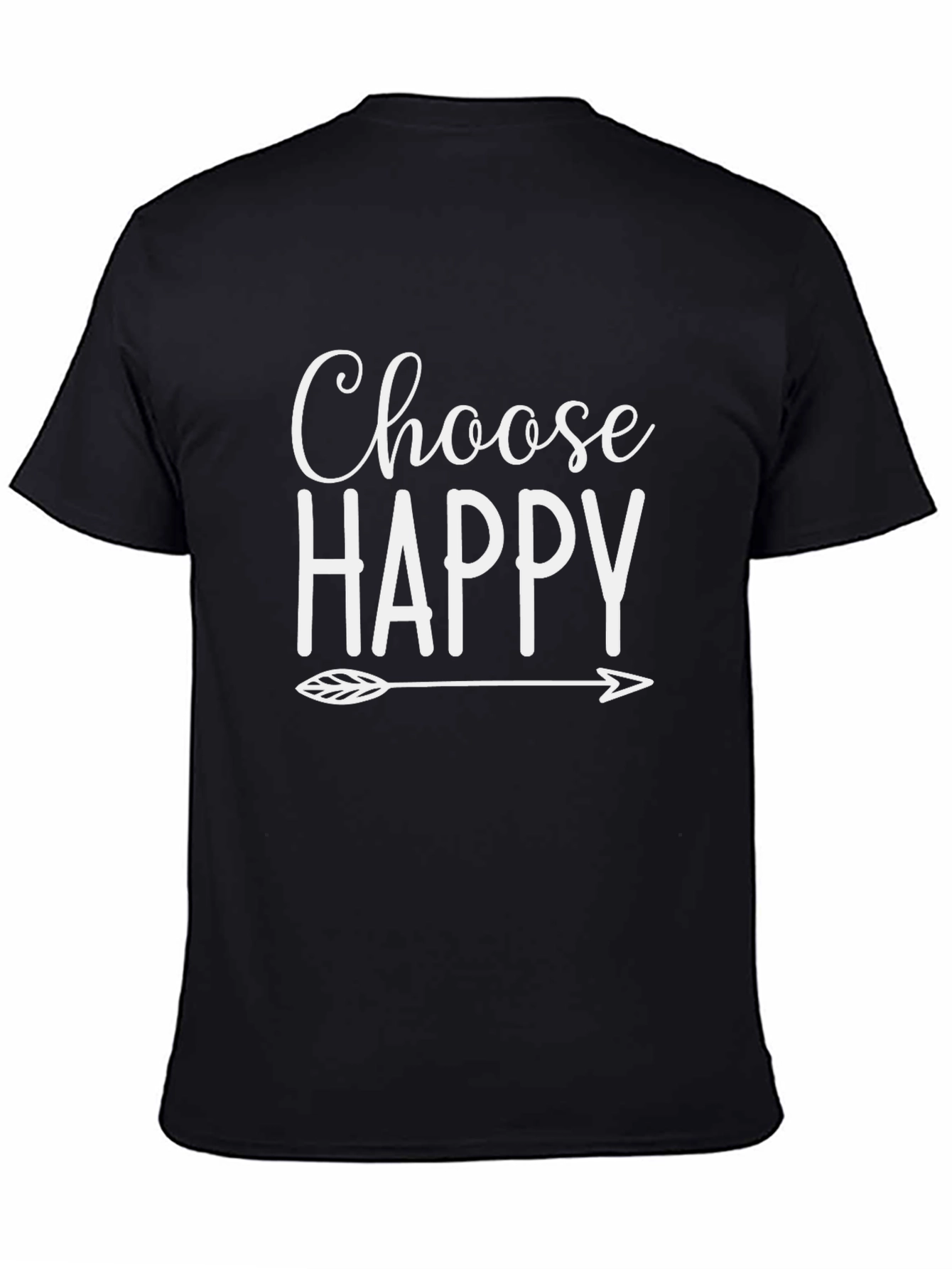 Choose Happy Graphic Tee - Black Cotton T-Shirt