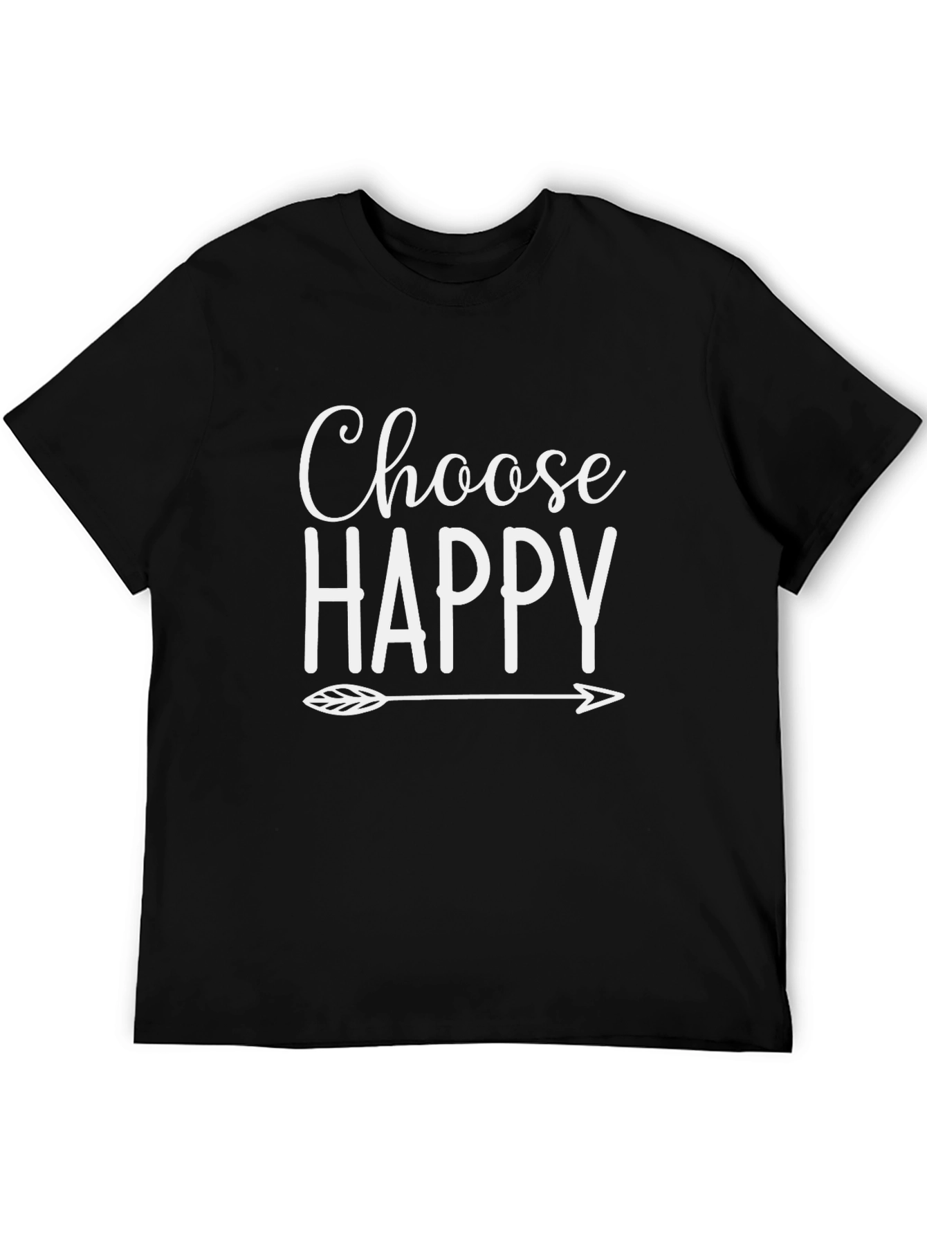 Choose Happy Graphic Tee - Black Cotton T-Shirt