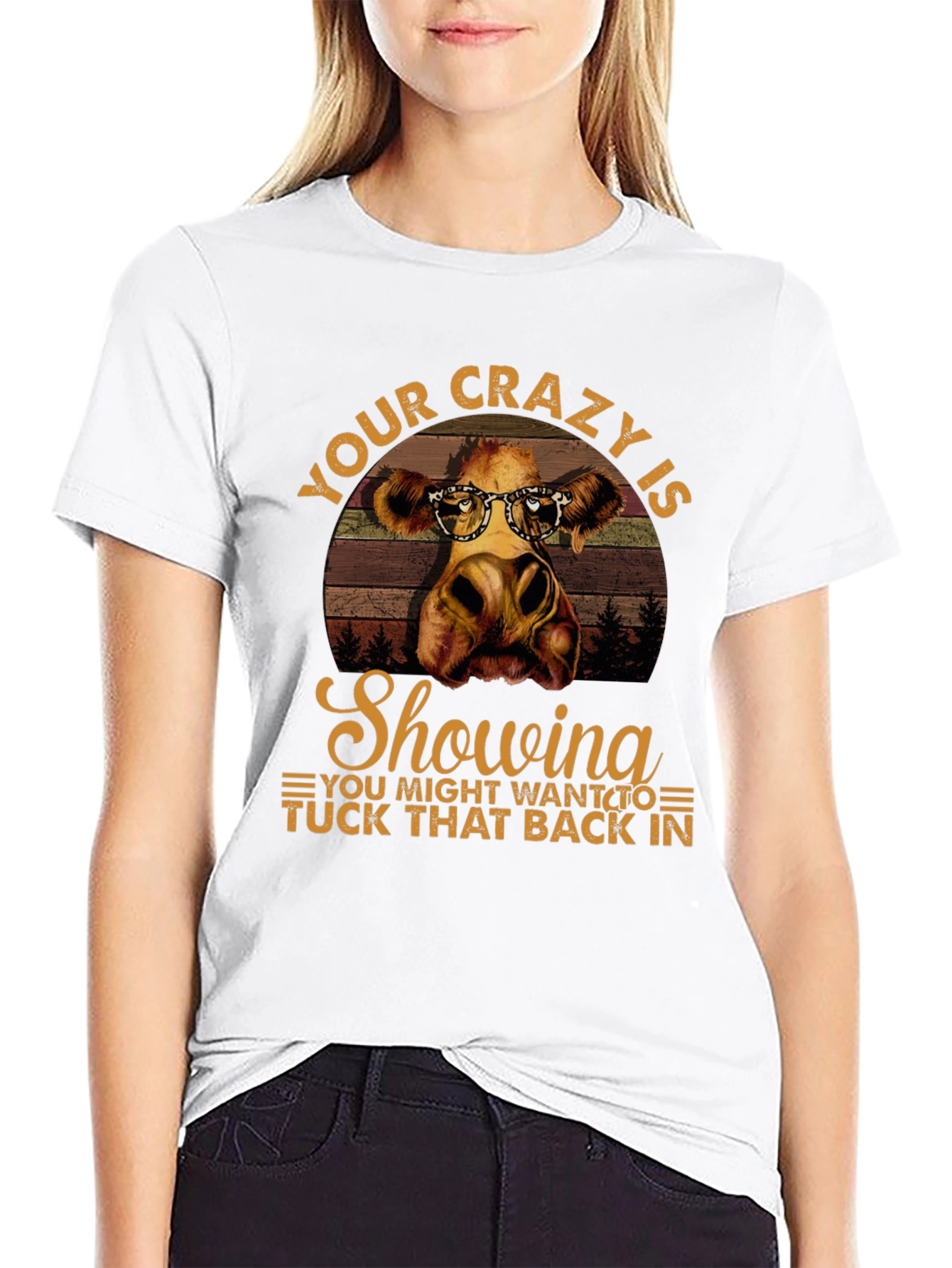 Crazy Cow Showing T-Shirt