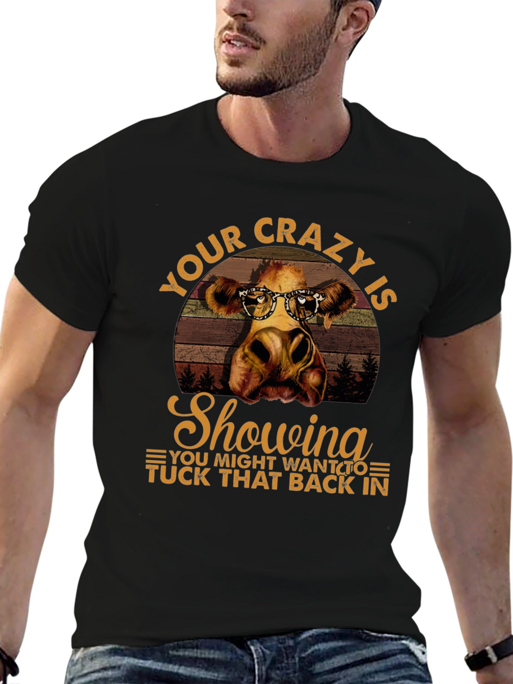 Crazy Cow Showing T-Shirt