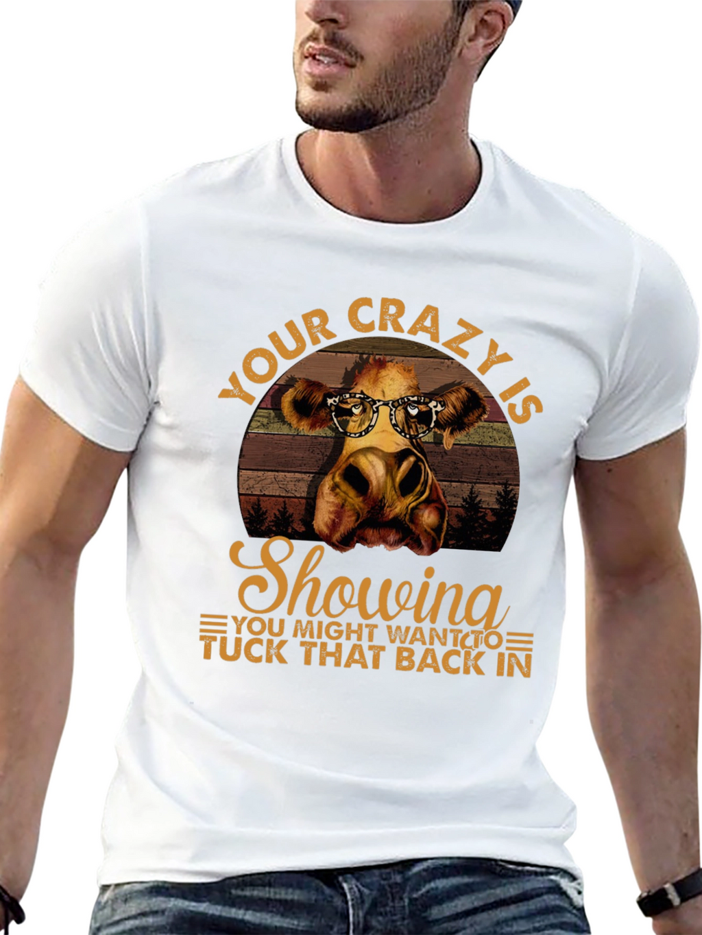Crazy Cow Showing T-Shirt