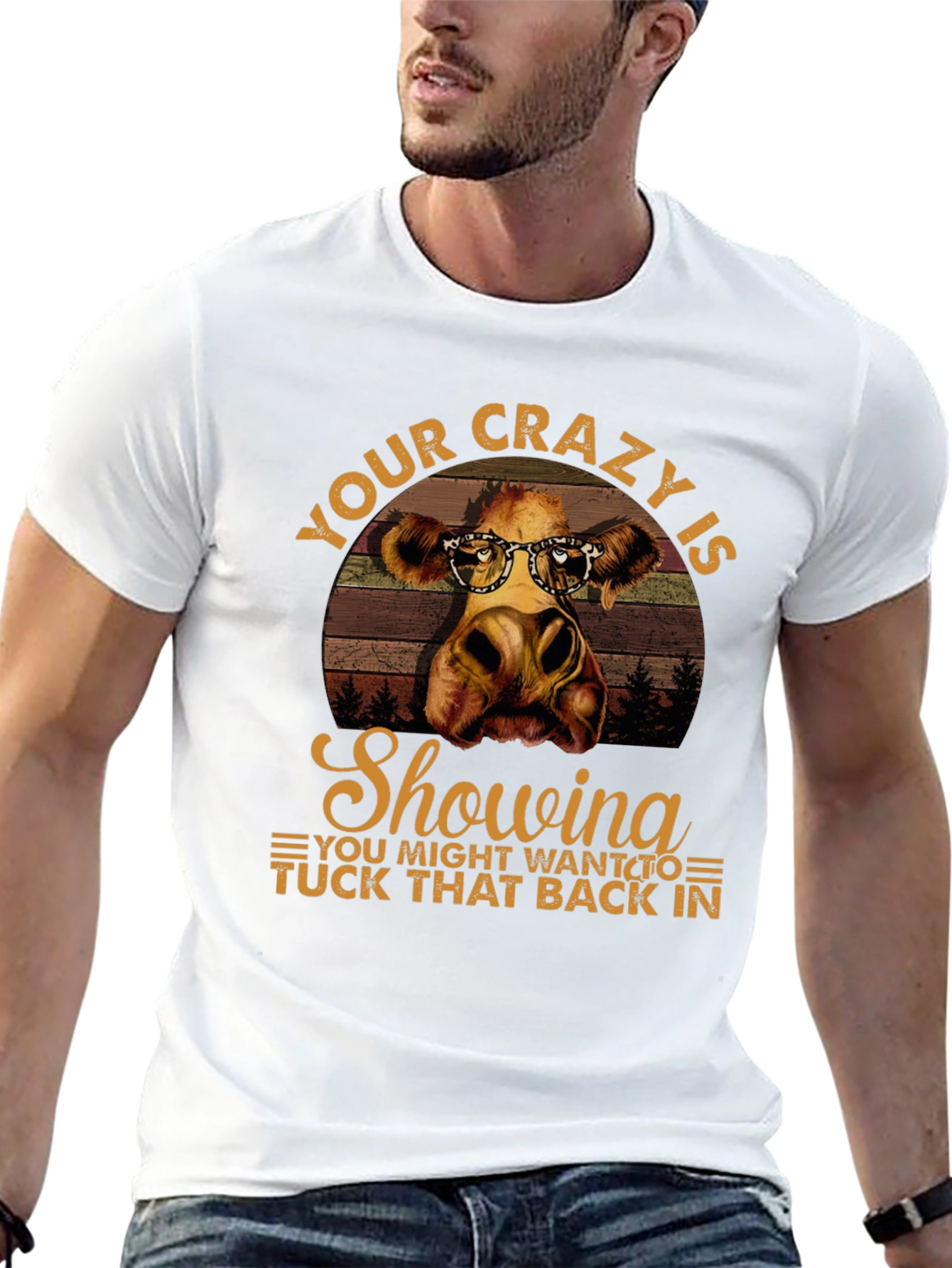 Crazy Cow Showing T-Shirt