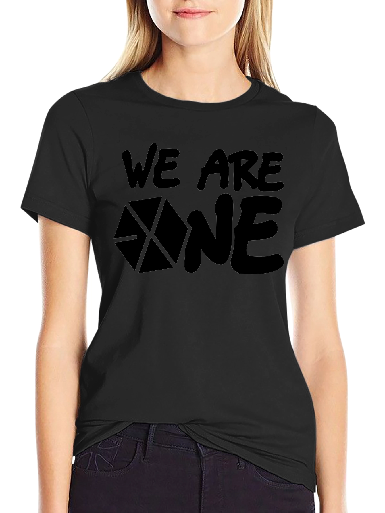 We Are One Black Graphic Tee Shirt